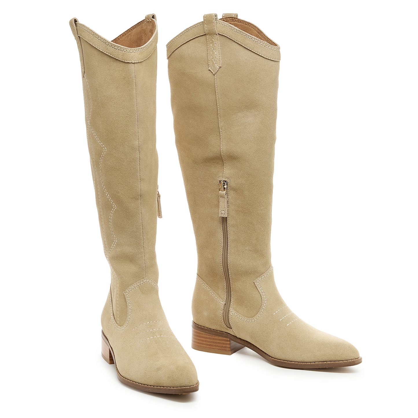 Kelsi Dagger Women's Benson Oatmeal Suede Tall Boot - Western Stitch Knee High Boot