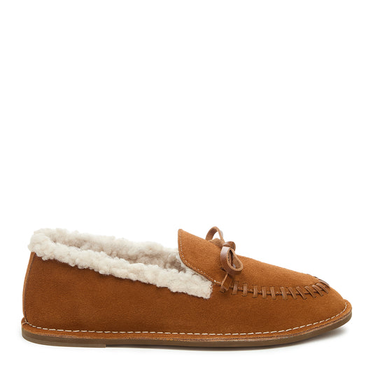 Huggy Cognac Faux Shearling Loafer – Women’s Cozy Suede Slip-On
