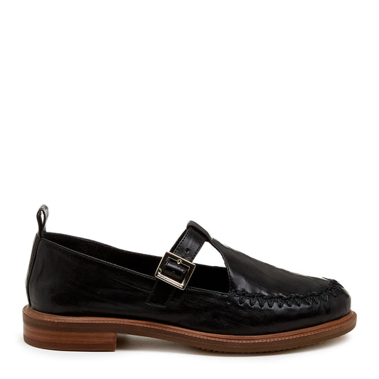Kelsi Dagger Women's Lou Black T-Strap Mary Jane Loafers