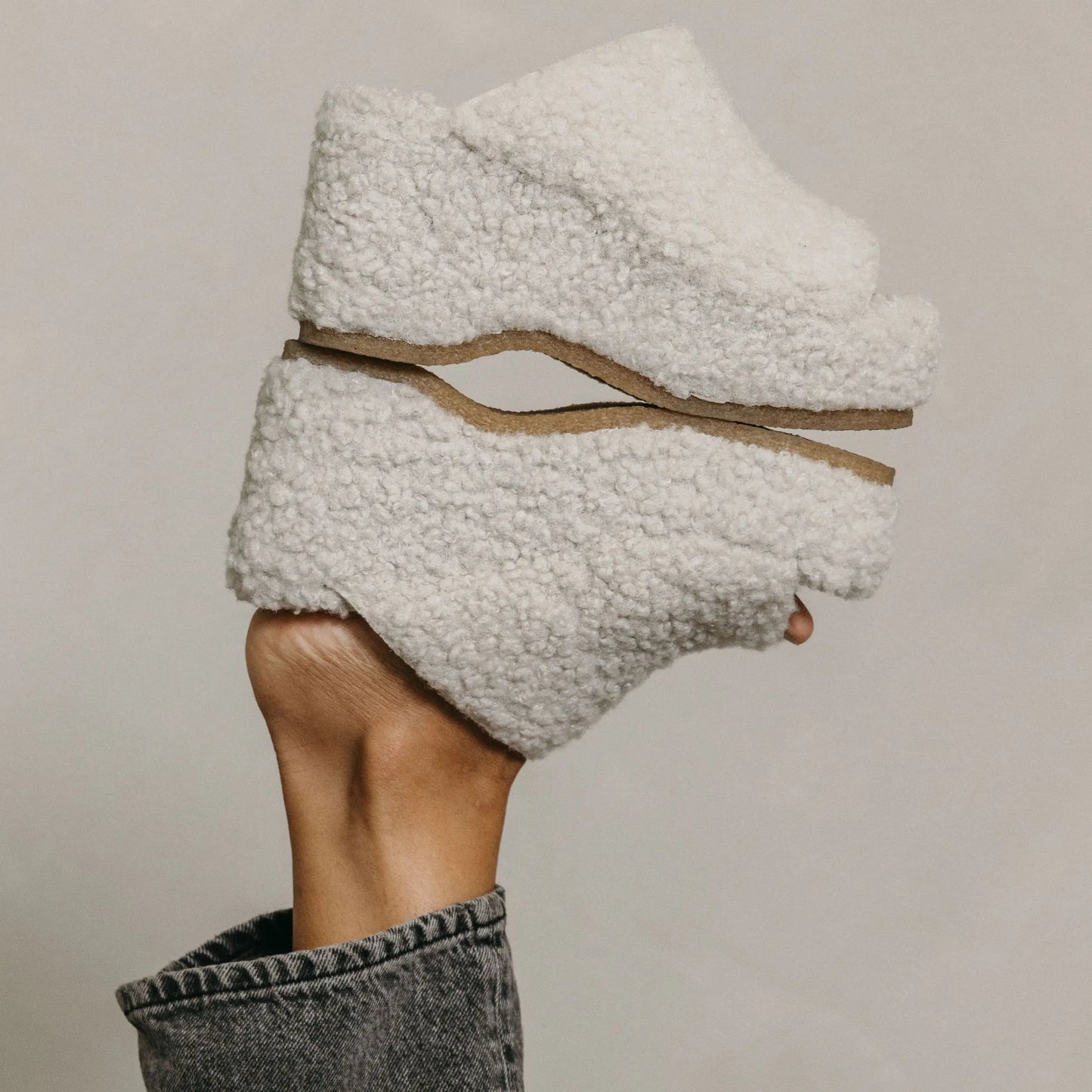 Rowan Natural Faux Shearling Platform Sandals