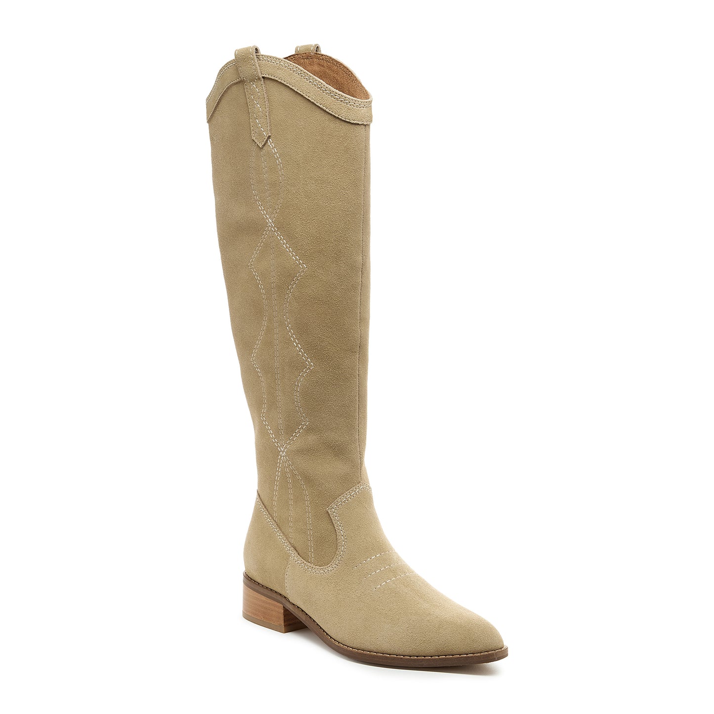 Kelsi Dagger Women's Benson Oatmeal Suede Tall Boot - Western Stitch Knee High Boot