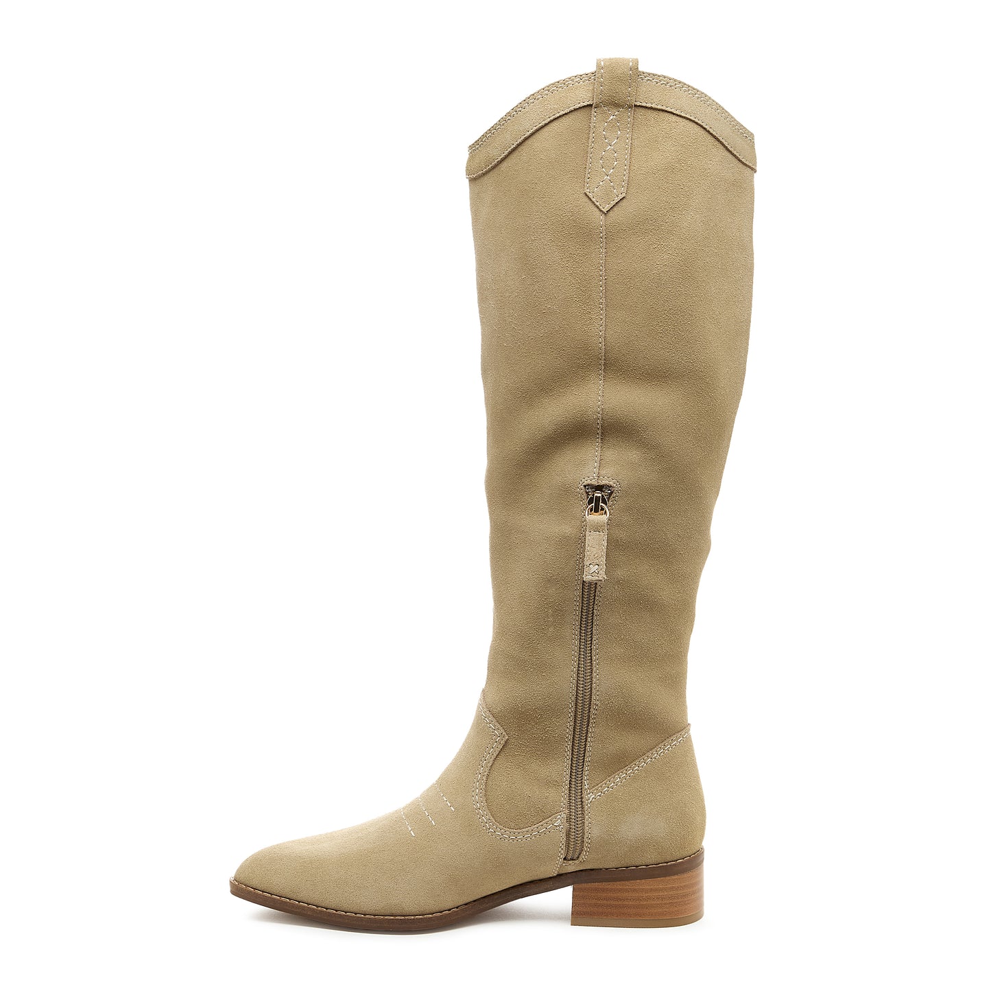 Kelsi Dagger Women's Benson Oatmeal Suede Tall Boot - Western Stitch Knee High Boot