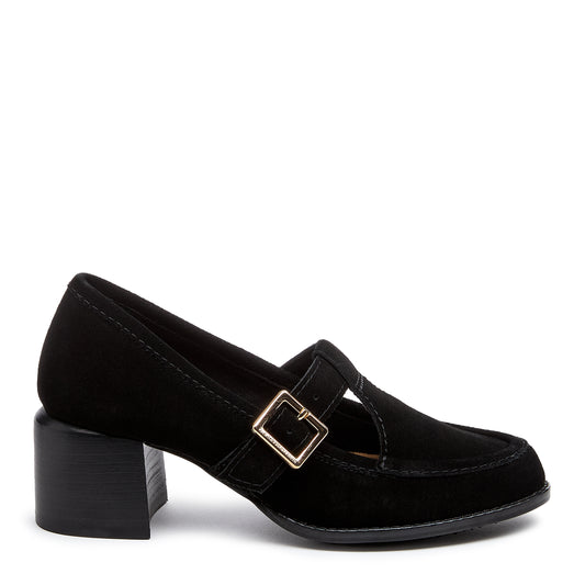 Kelsi Dagger Women's Caleb Black Suede Block Heel Loafers