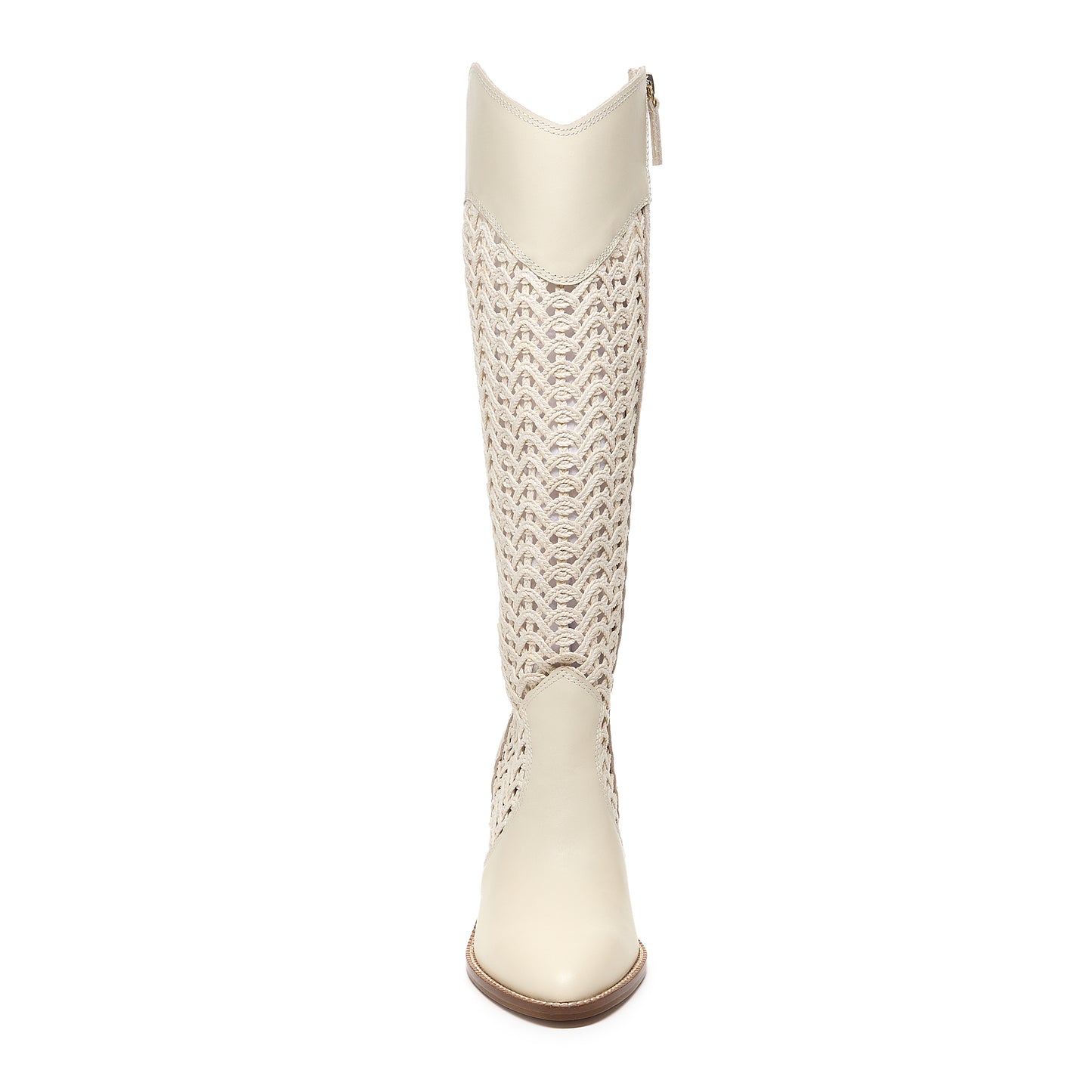 Kelsi Dagger Women's Ivory Crochet Cotton Tall Boots