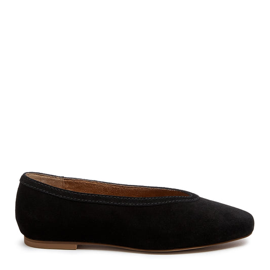 Kelsi Dagger Women's Freya Black Cow Suede Ballet Flats