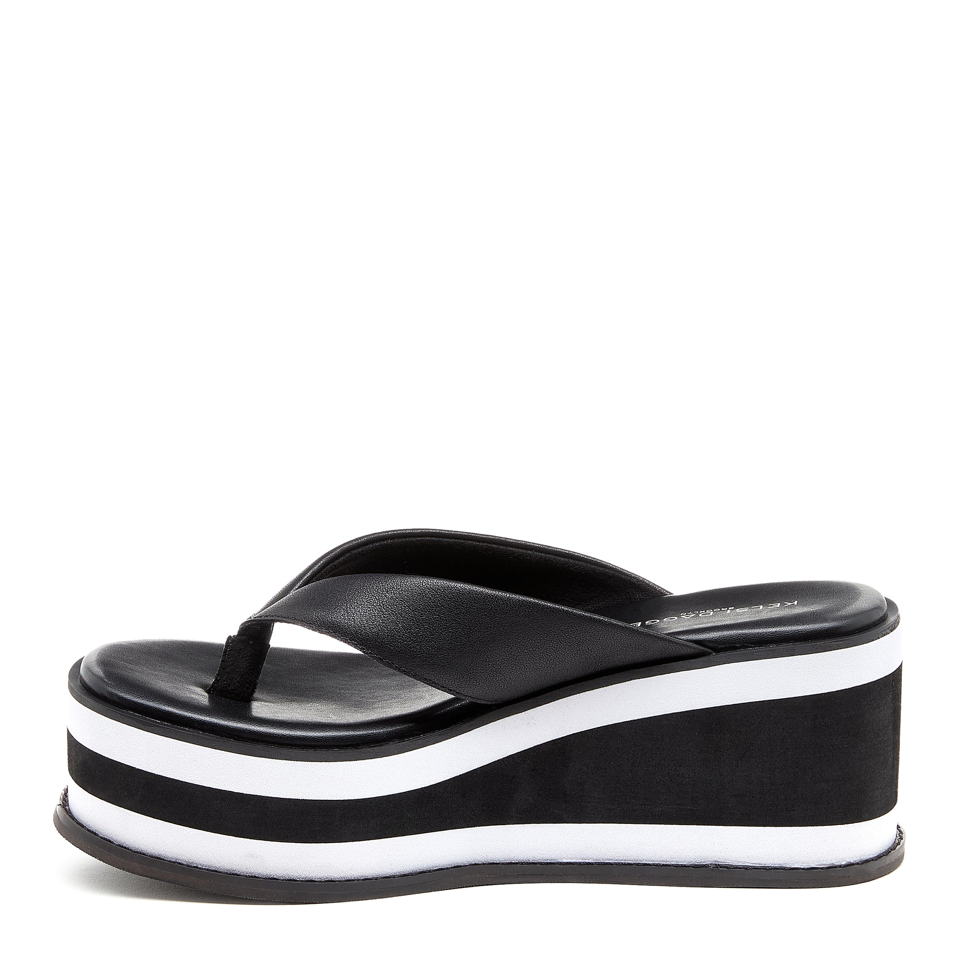 Women's Gigi Black Leather Platform Thong Sandals