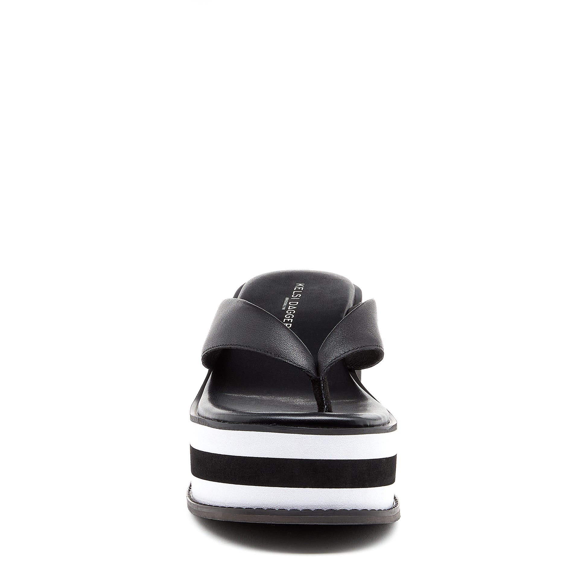 Women's Gigi Black Leather Platform Thong Sandals