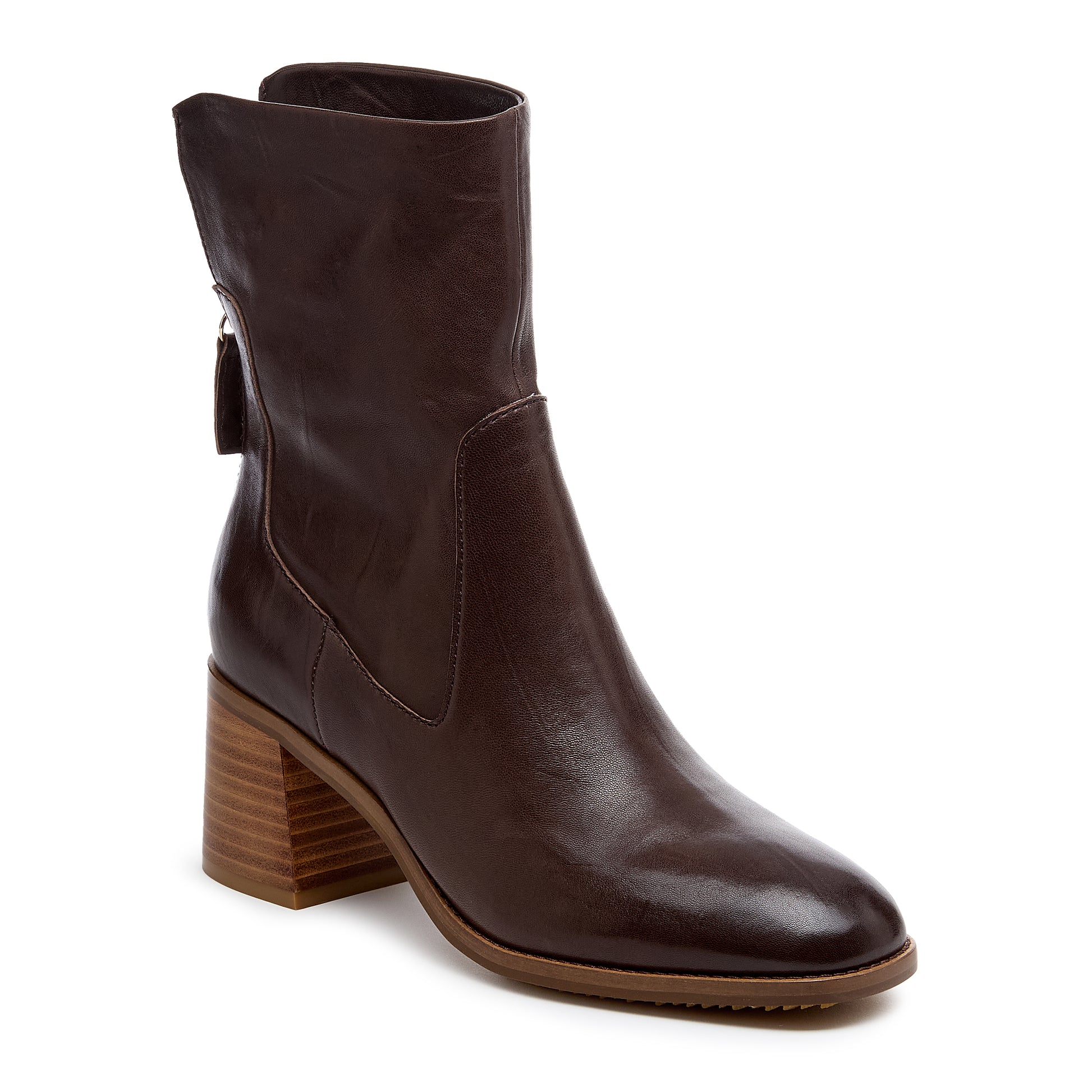 Island Cacao Leather Booties – Women’s Block Heel Ankle Boot