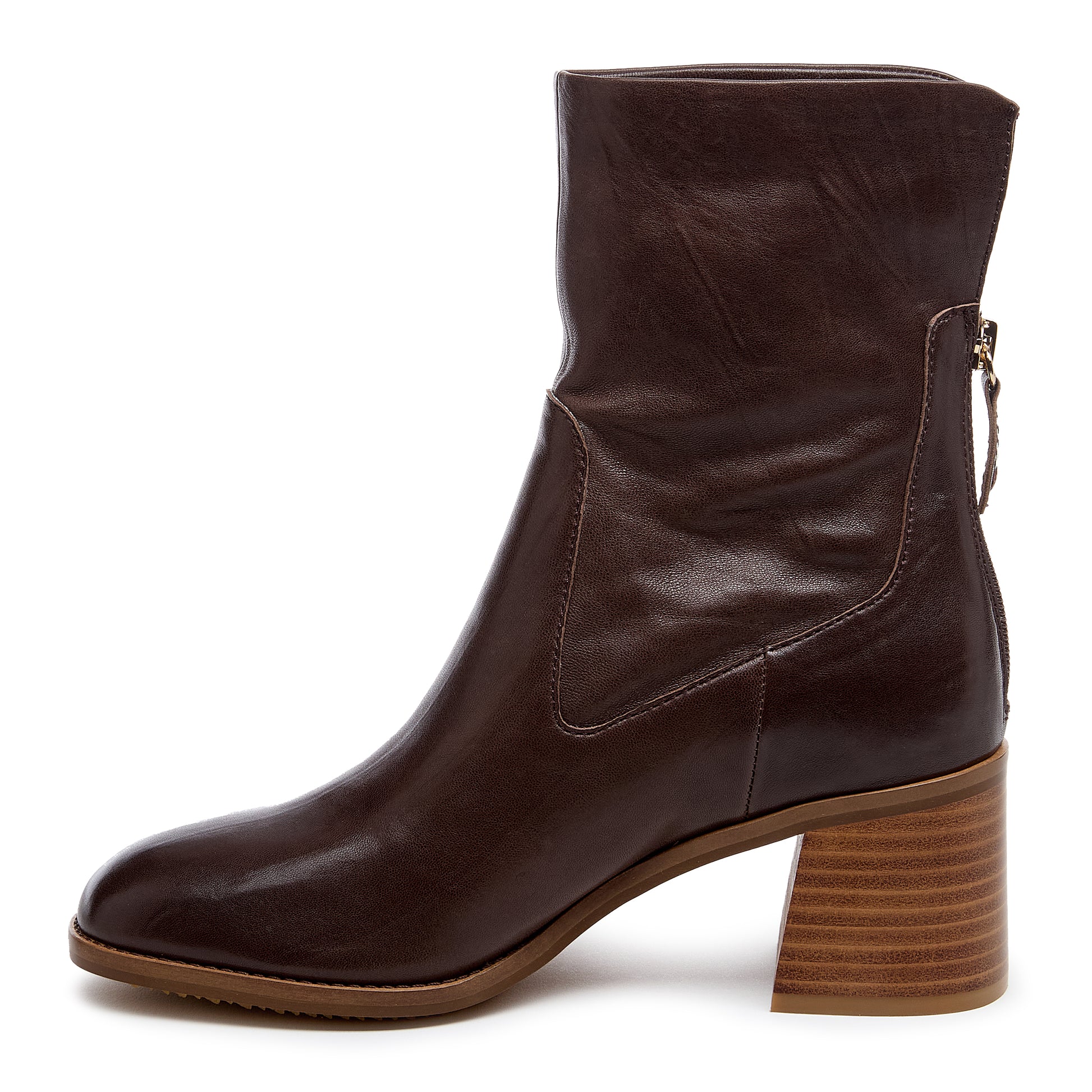 Island Cacao Leather Booties – Women’s Block Heel Ankle Boot
