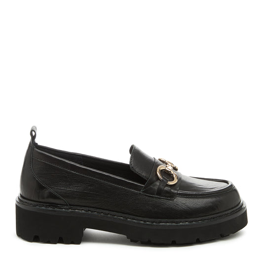 Kelsi Dagger Women's Jemmie Black Leather Lug Sole Loafer