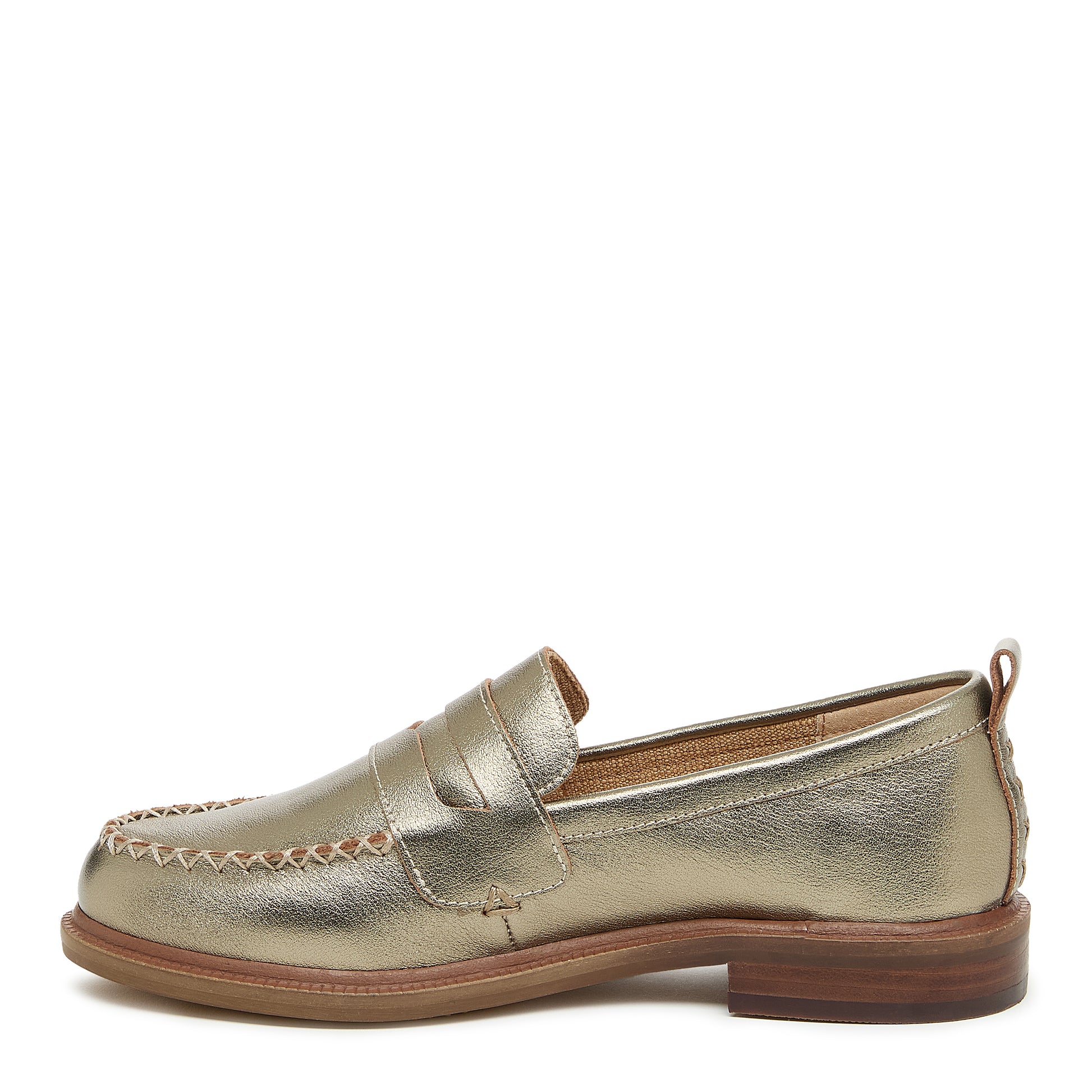 Lens Warm Steel Metallic Leather Loafers – Women’s Slip-On Flat