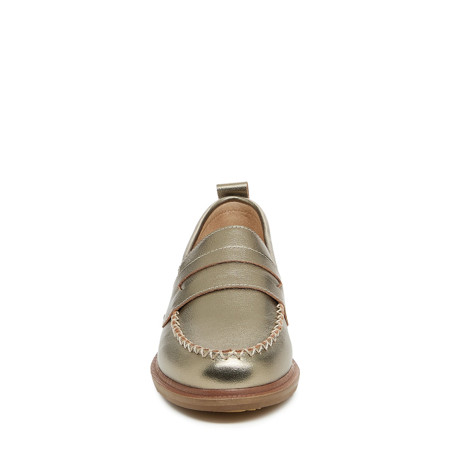 Lens Warm Steel Metallic Leather Loafers – Women’s Slip-On Flat