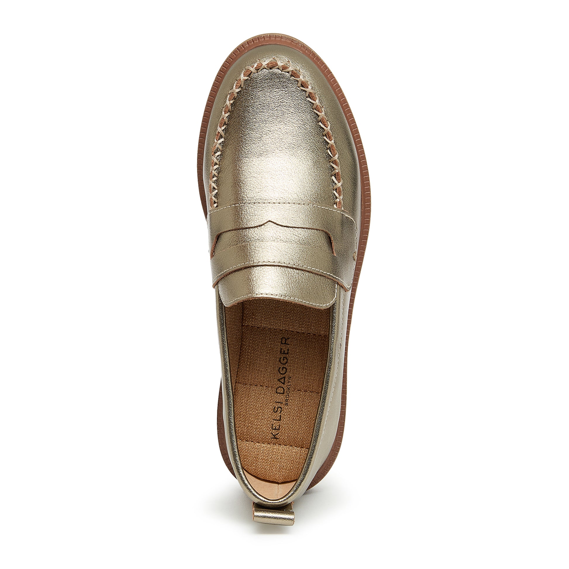 Lens Warm Steel Metallic Leather Loafers – Women’s Slip-On Flat