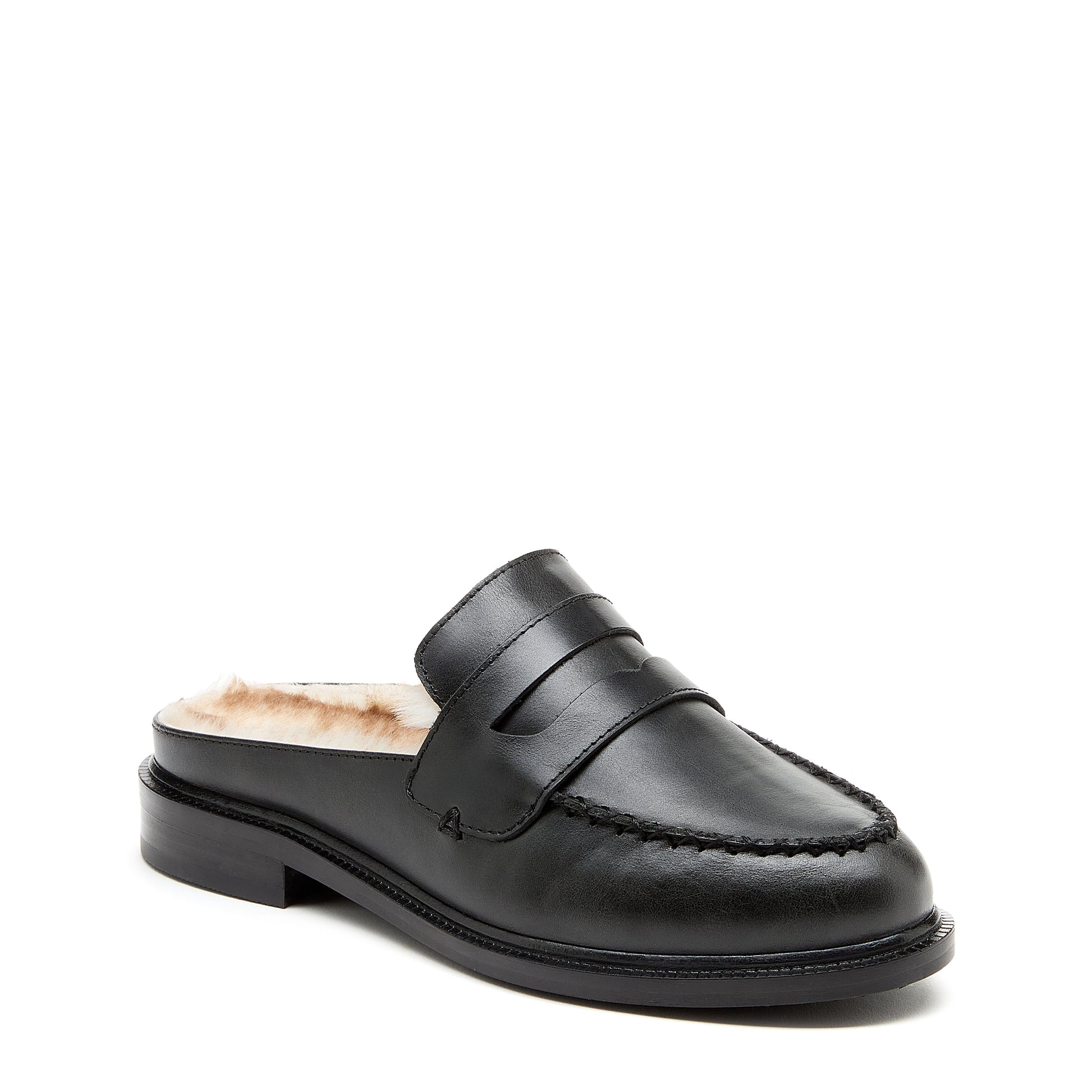 Kelsi Dagger Brooklyn Women's Lock Black Shearling Mules