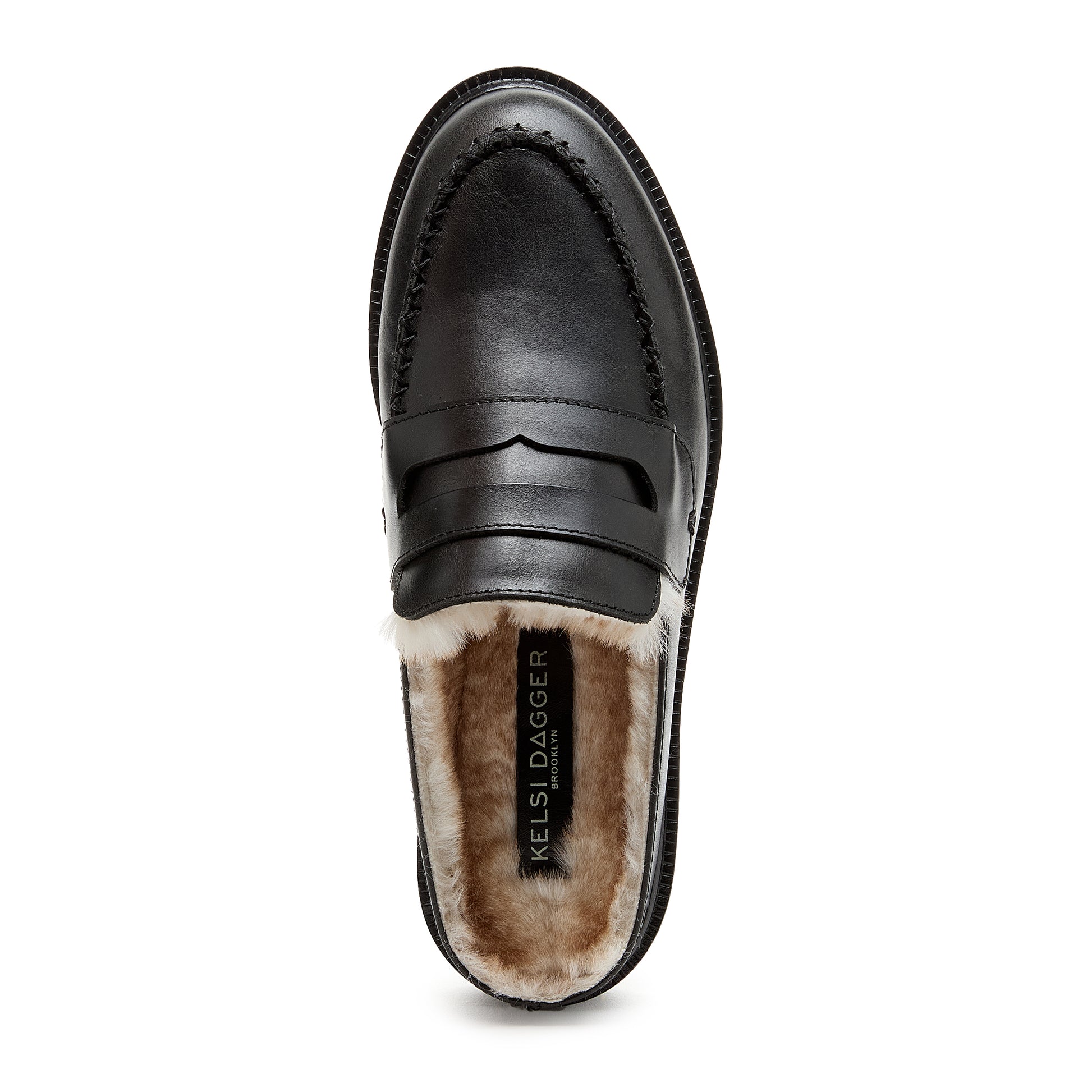 Kelsi Dagger Brooklyn Women's Lock Black Shearling Mules