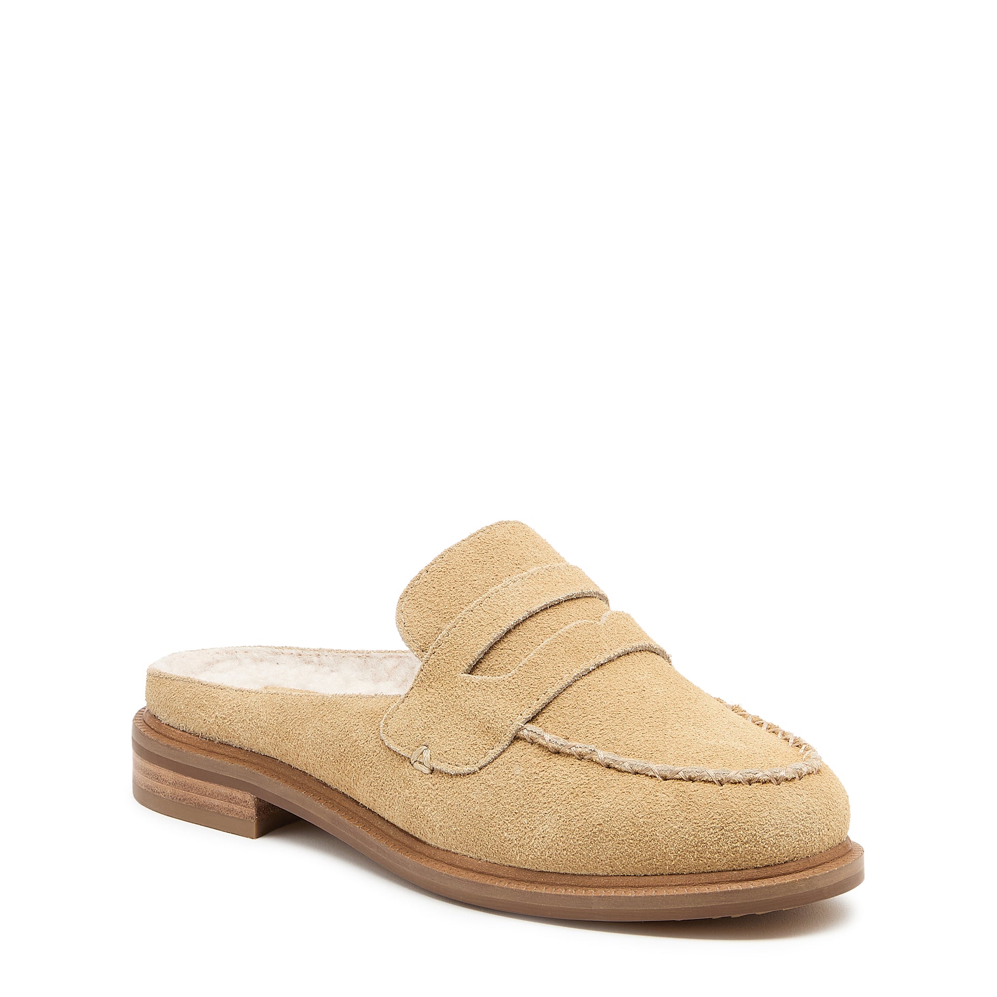 Lock Bison Suede Loafer Mule – Women’s Faux Fur Slip-On