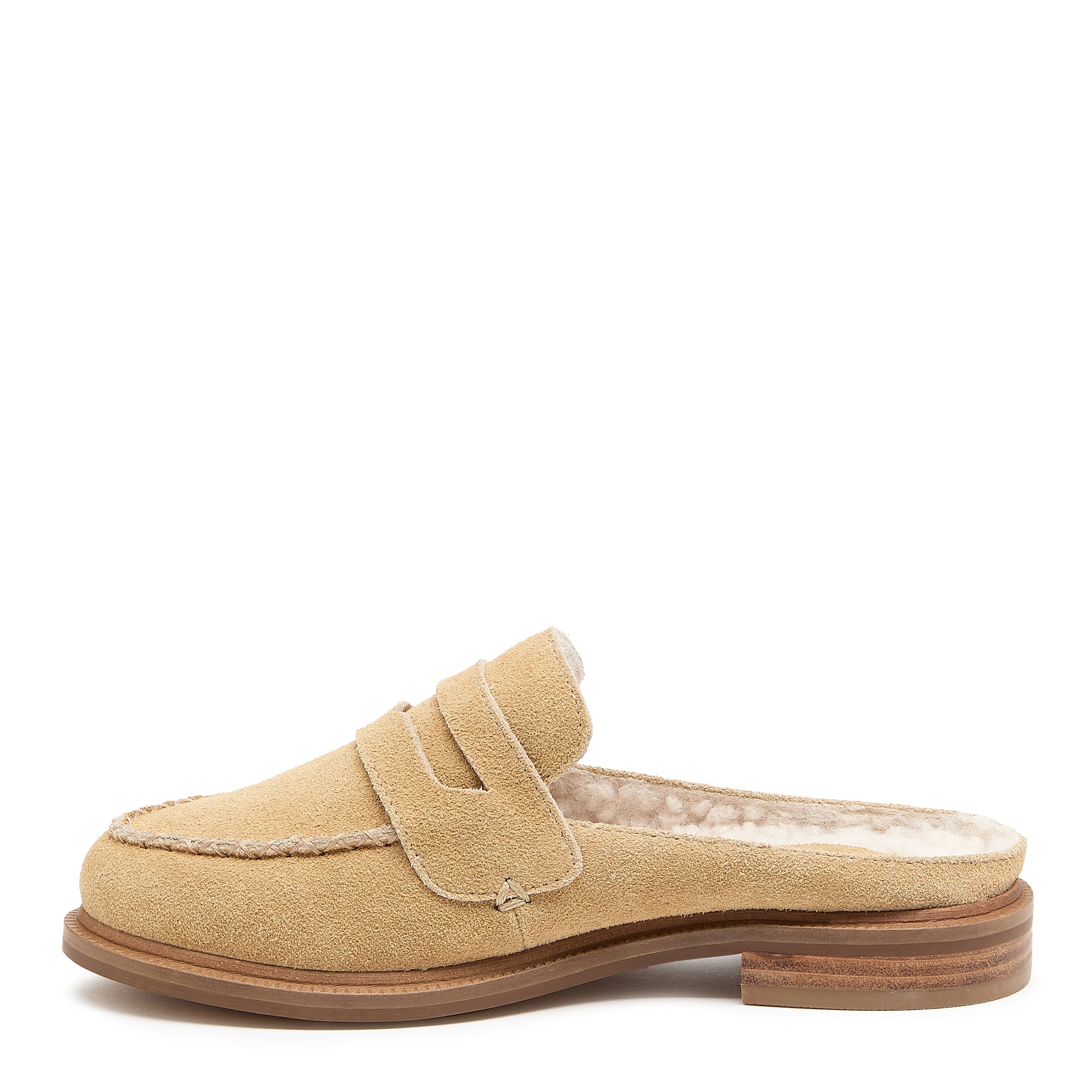 Lock Bison Suede Loafer Mule – Women’s Faux Fur Slip-On