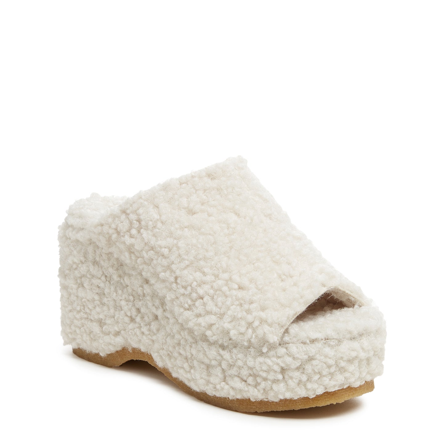 Rowan Natural Faux Shearling Platform Sandals
