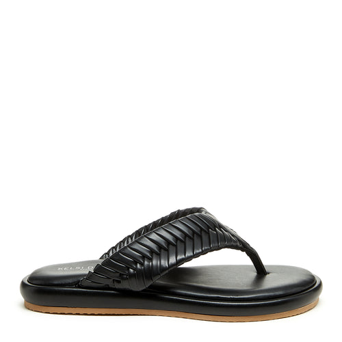 Tidal Black Braided Thong Sandals