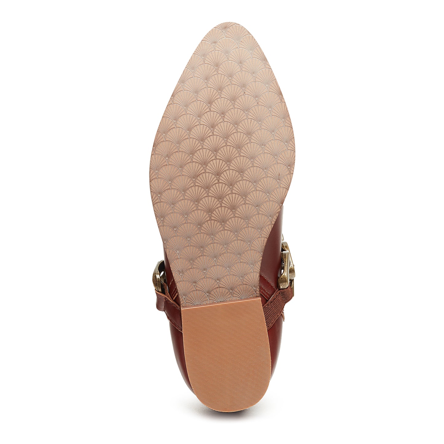 slow coffee leather bootie, close up of leather upper texture, Kelsi Dagger Brooklyn