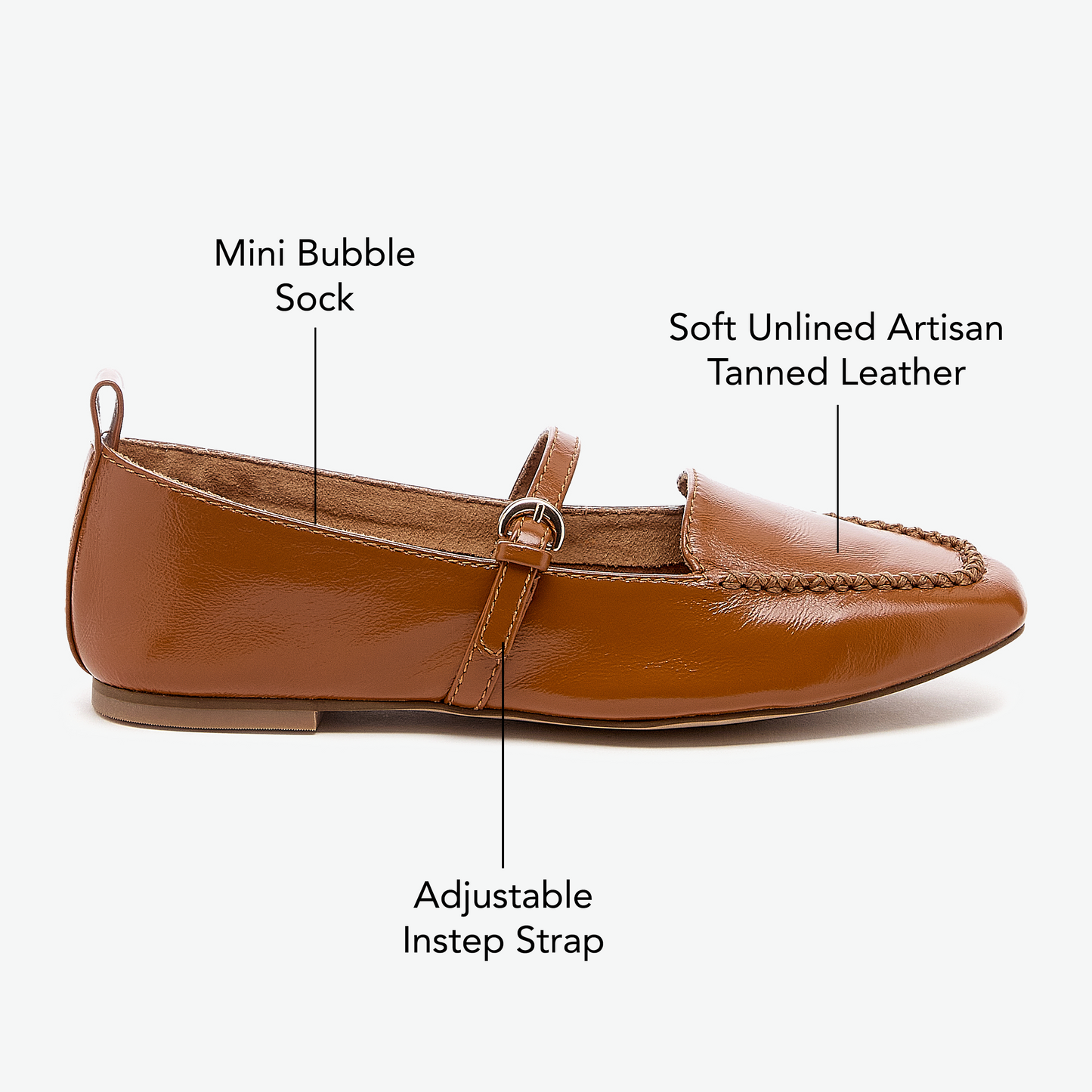 Ferry Cognac Mary Jane Flats