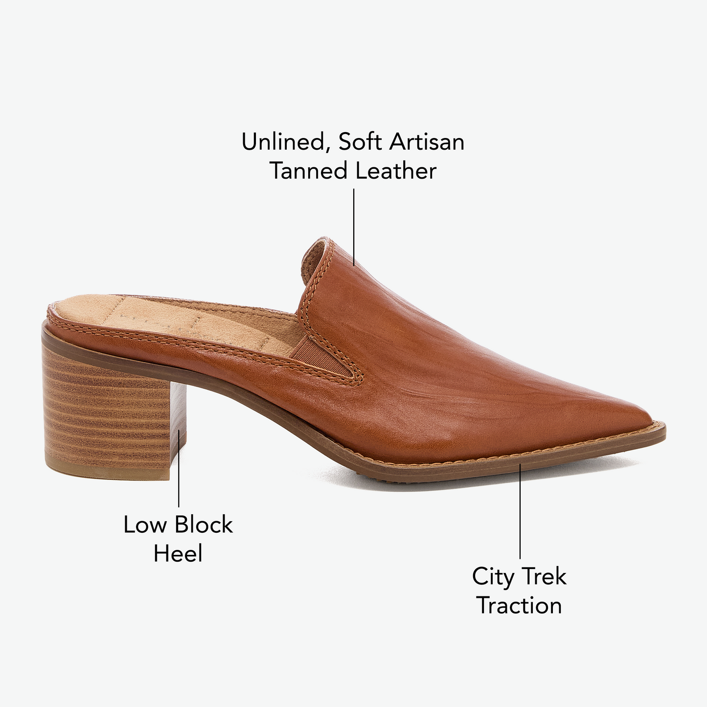 Mason Burnt Cognac Pointed Toe Mules