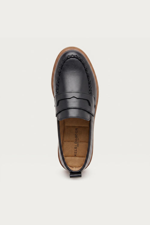 Lens Black Glossy Leather Loafers