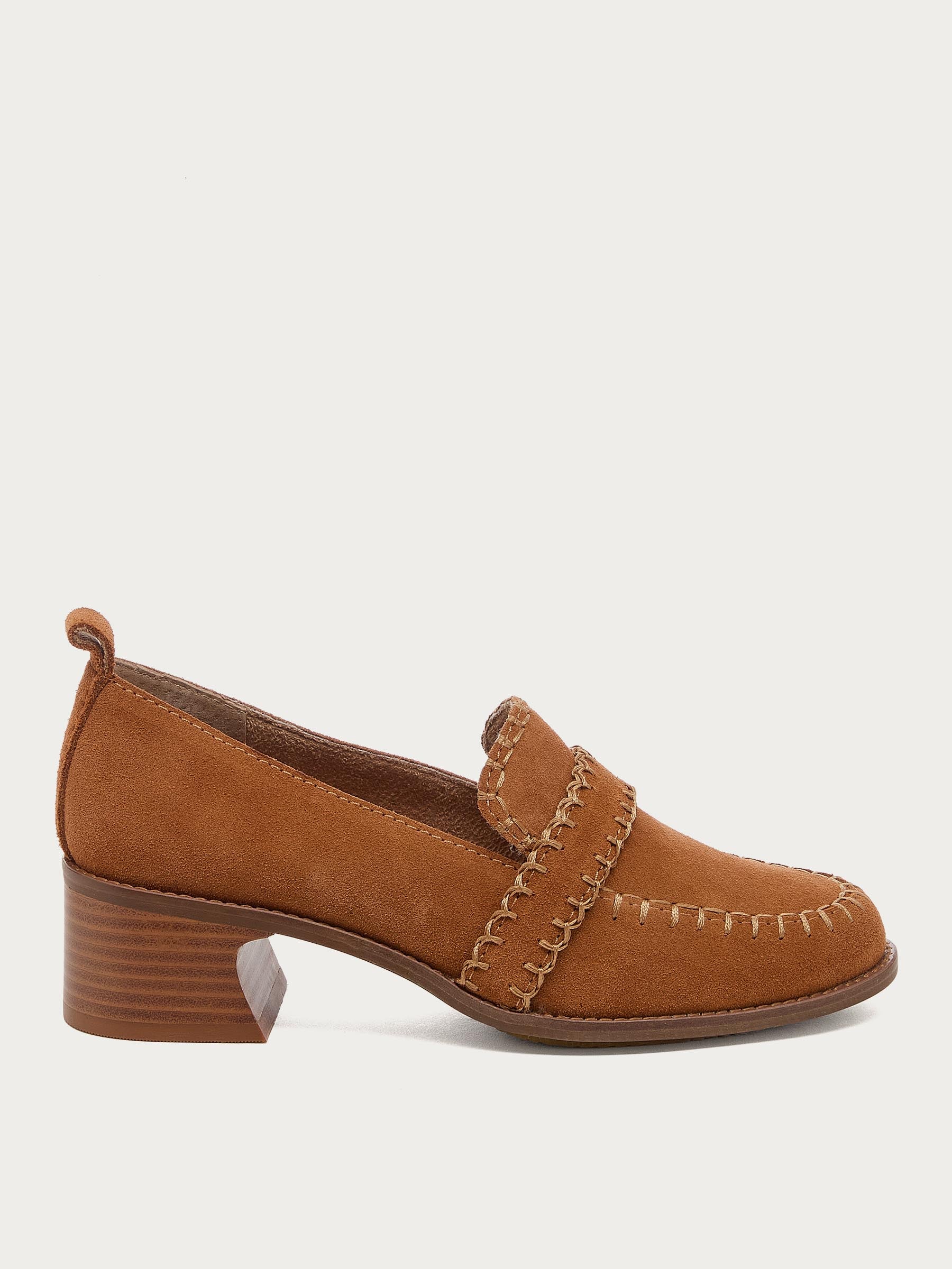 Halo Cognac Block Heel Loafer