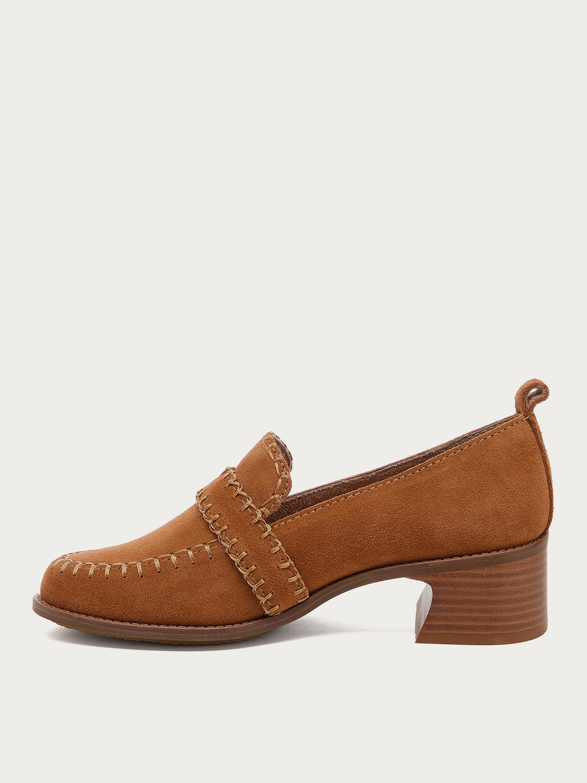 Halo Cognac Block Heel Loafer