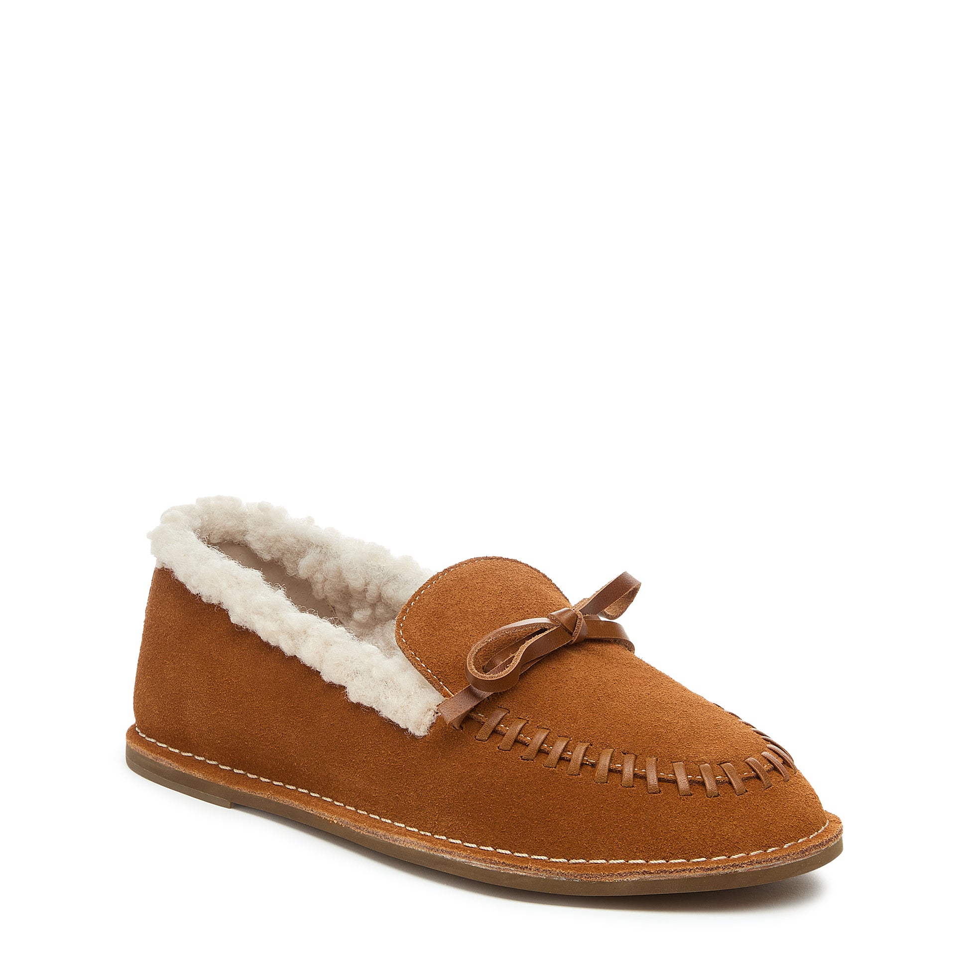 Huggy Cognac Faux Shearling Loafer – Women’s Cozy Suede Slip-On