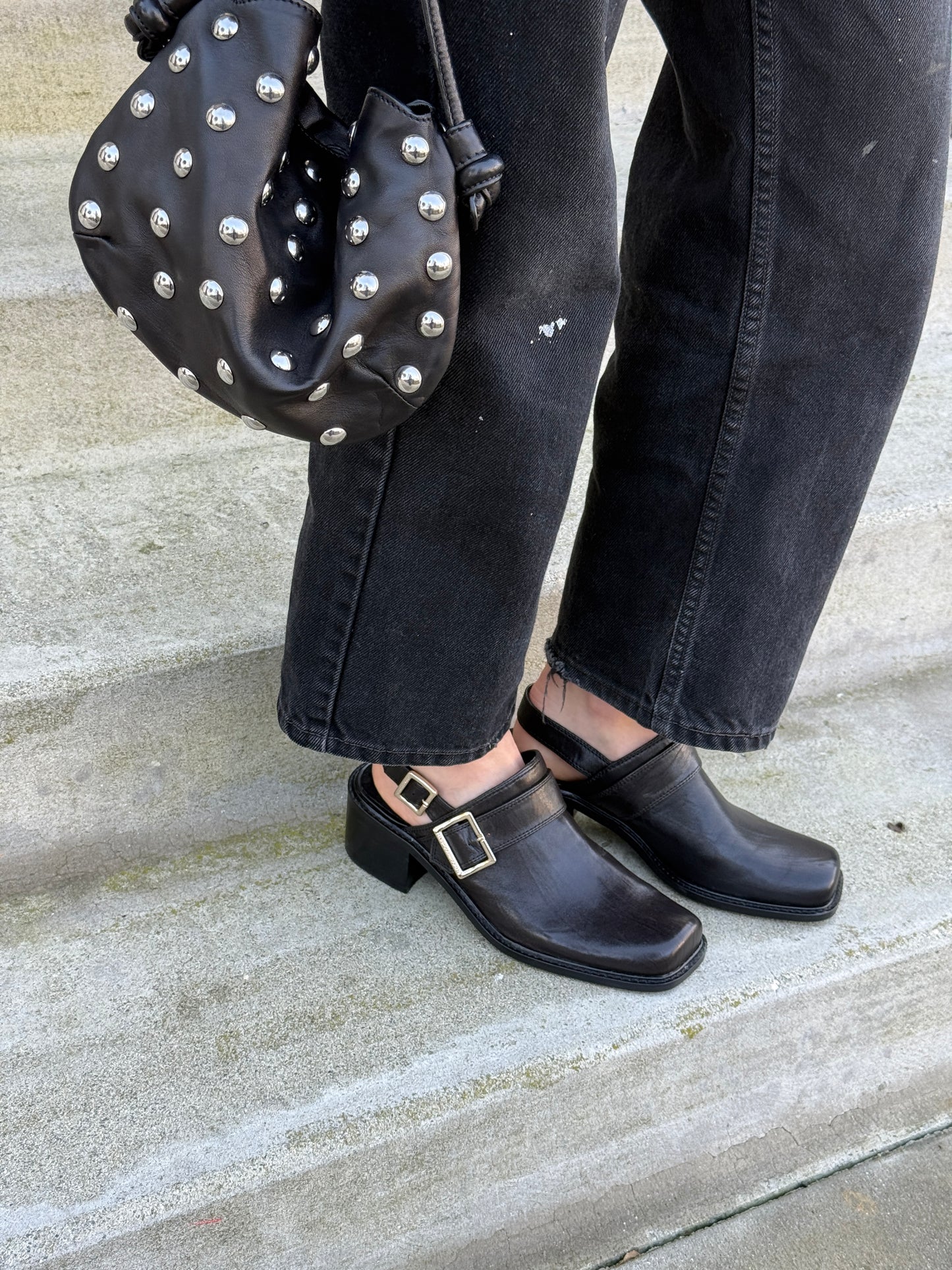 Glory Black Slingback Sandals