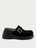 Kelsi Dagger Brooklyn Imogin black buckle platform clog, front angle