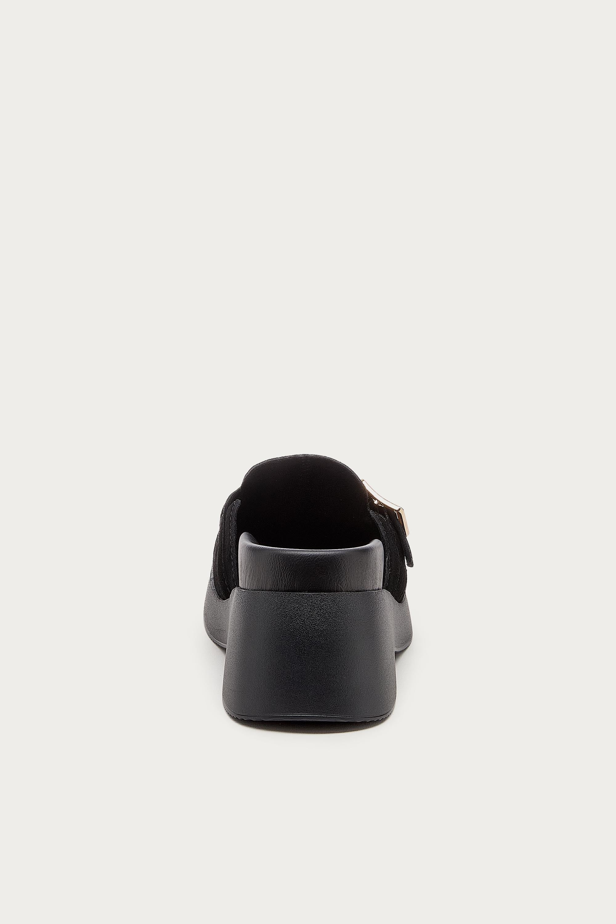 Imogin Black Buckle Platform Clog