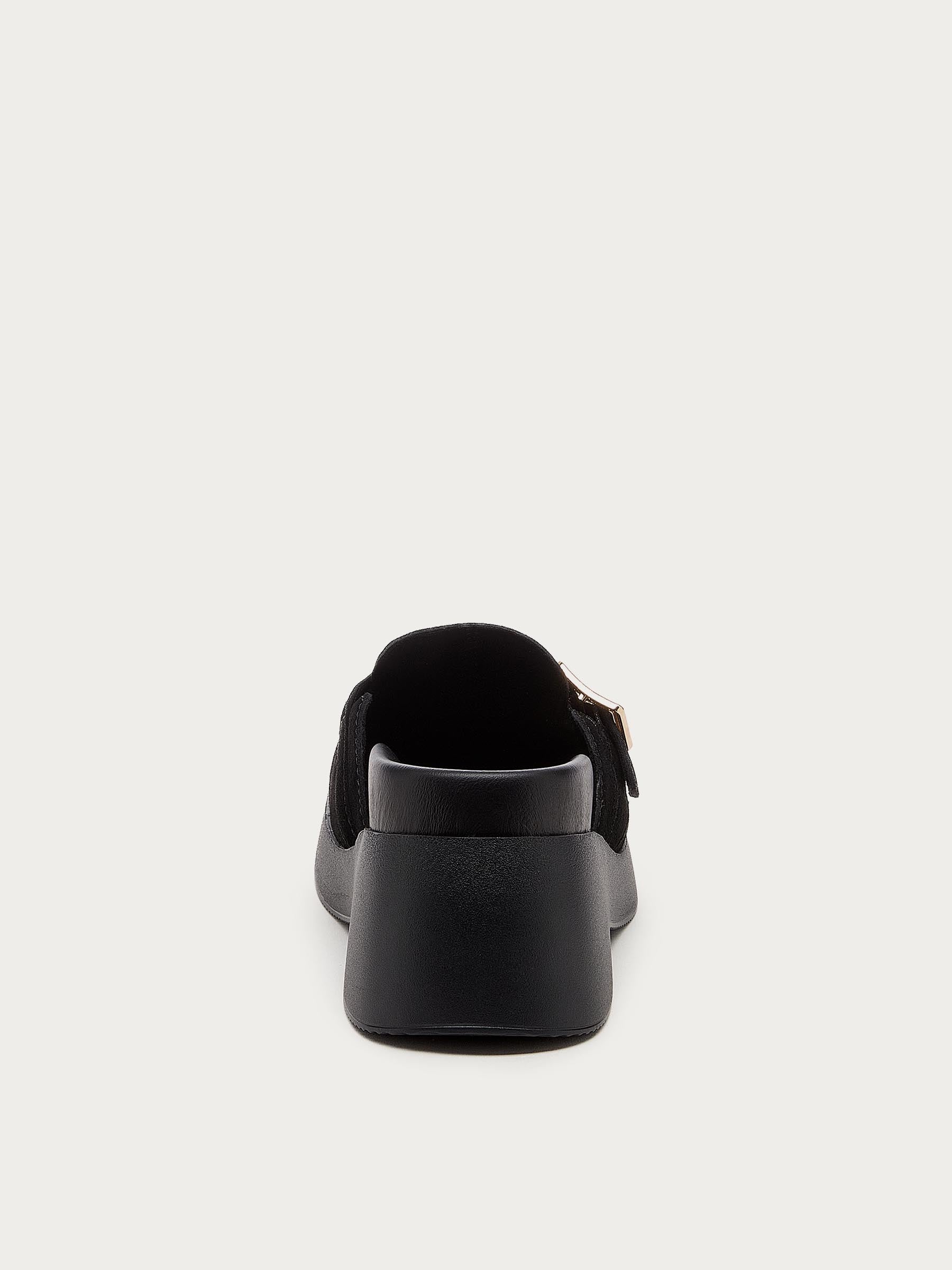 Imogin Black Buckle Platform Clog