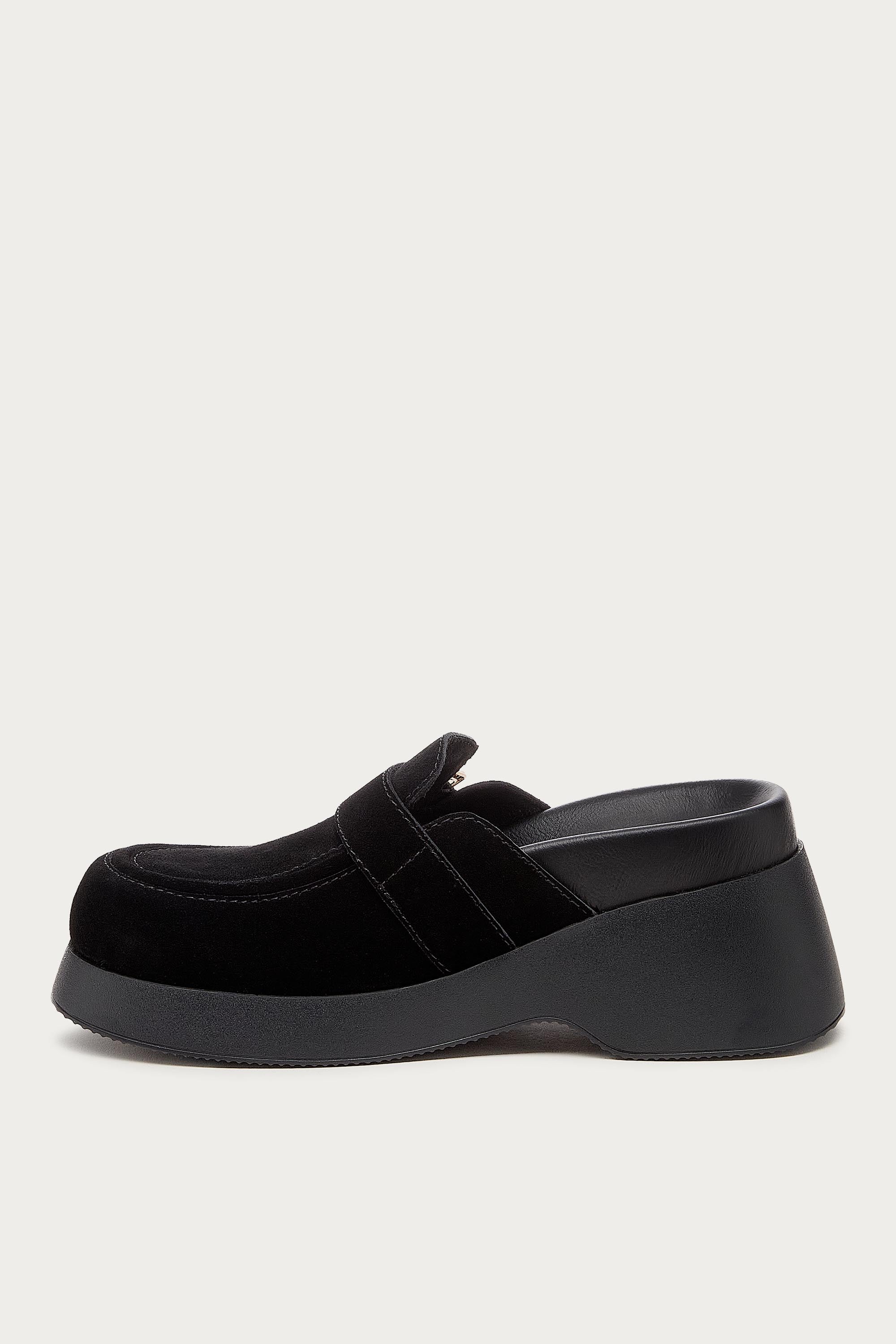 Imogin Black Buckle Platform Clog