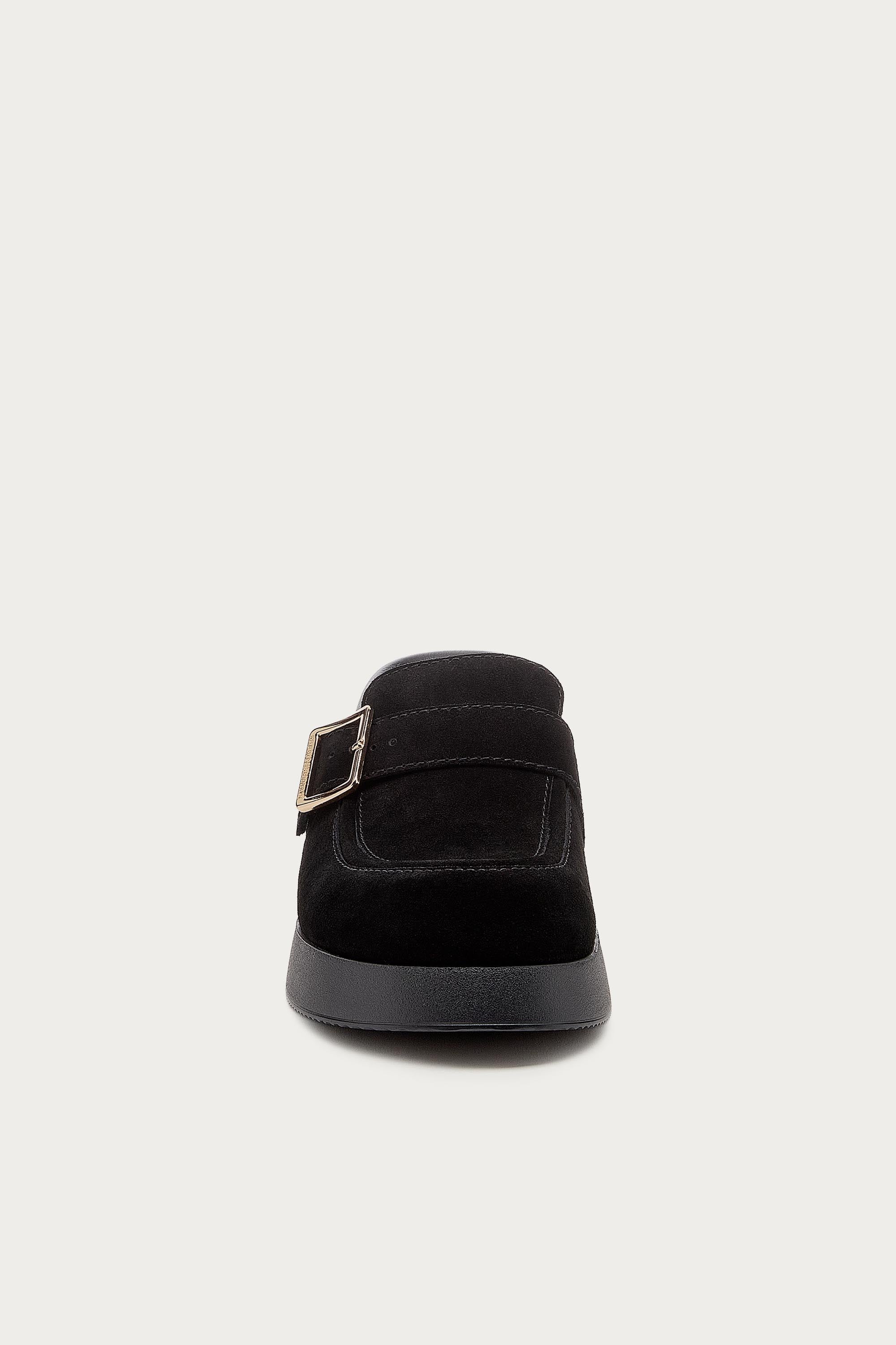 Imogin Black Buckle Platform Clog