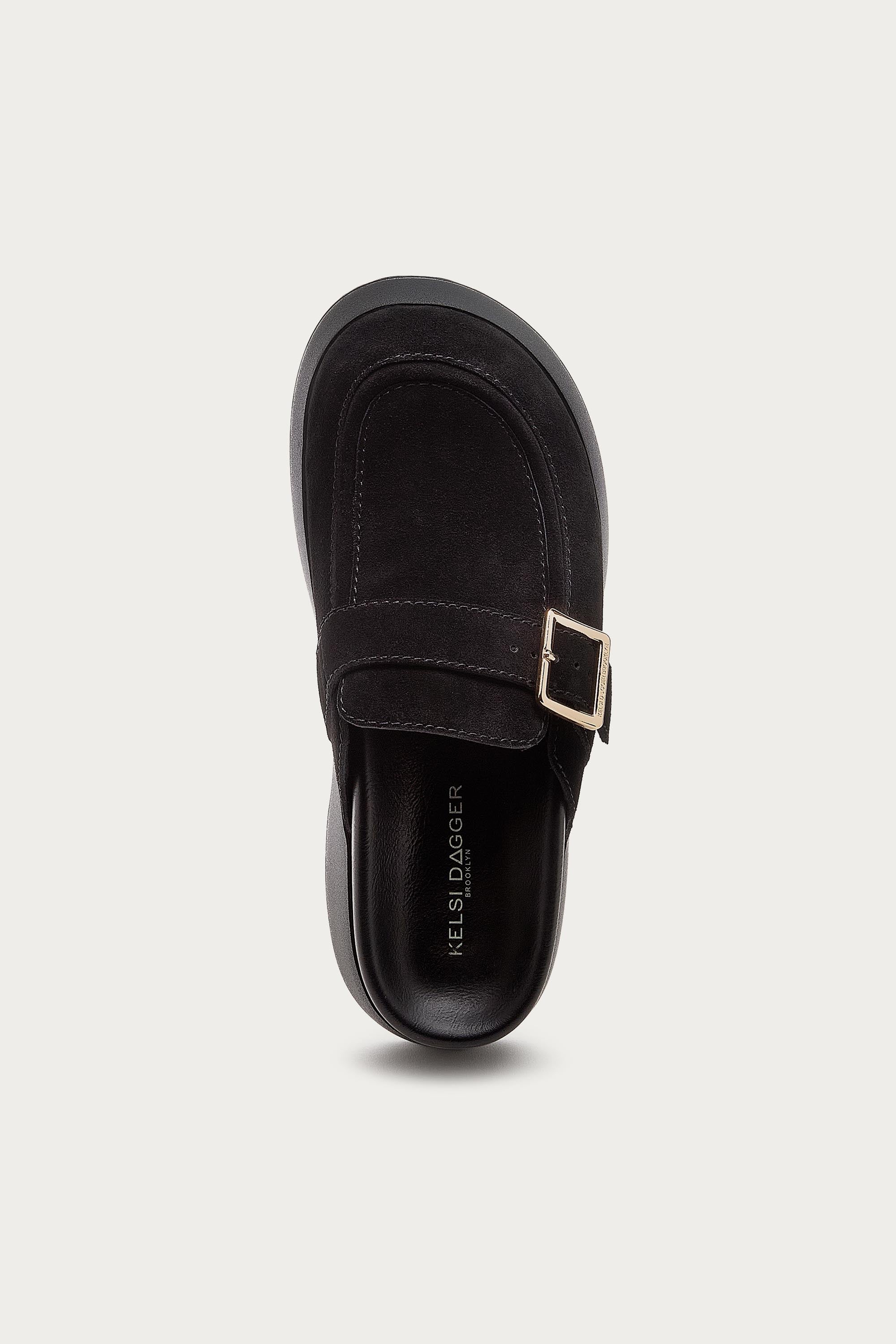Imogin Black Buckle Platform Clog