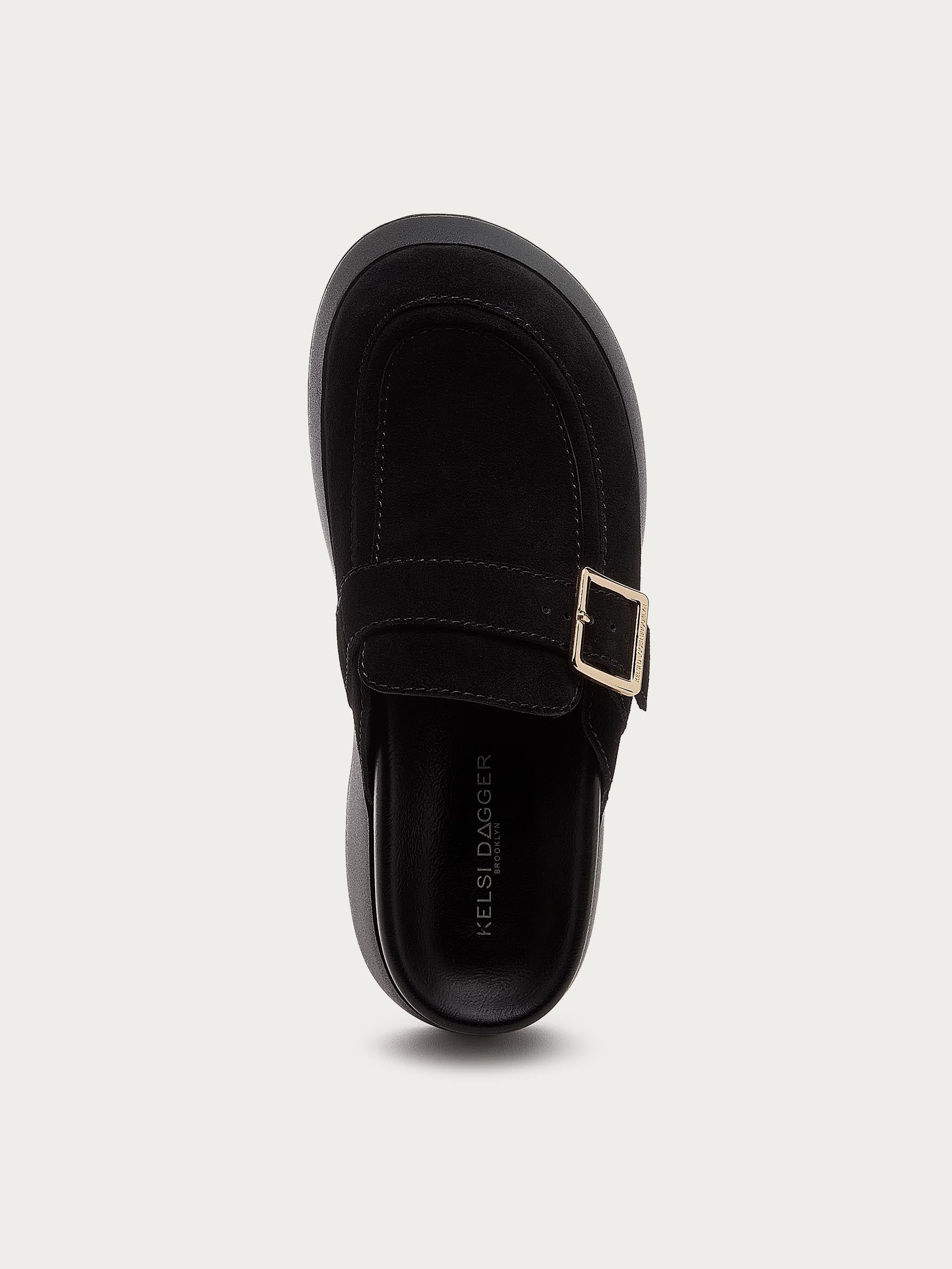 Imogin Black Buckle Platform Clog
