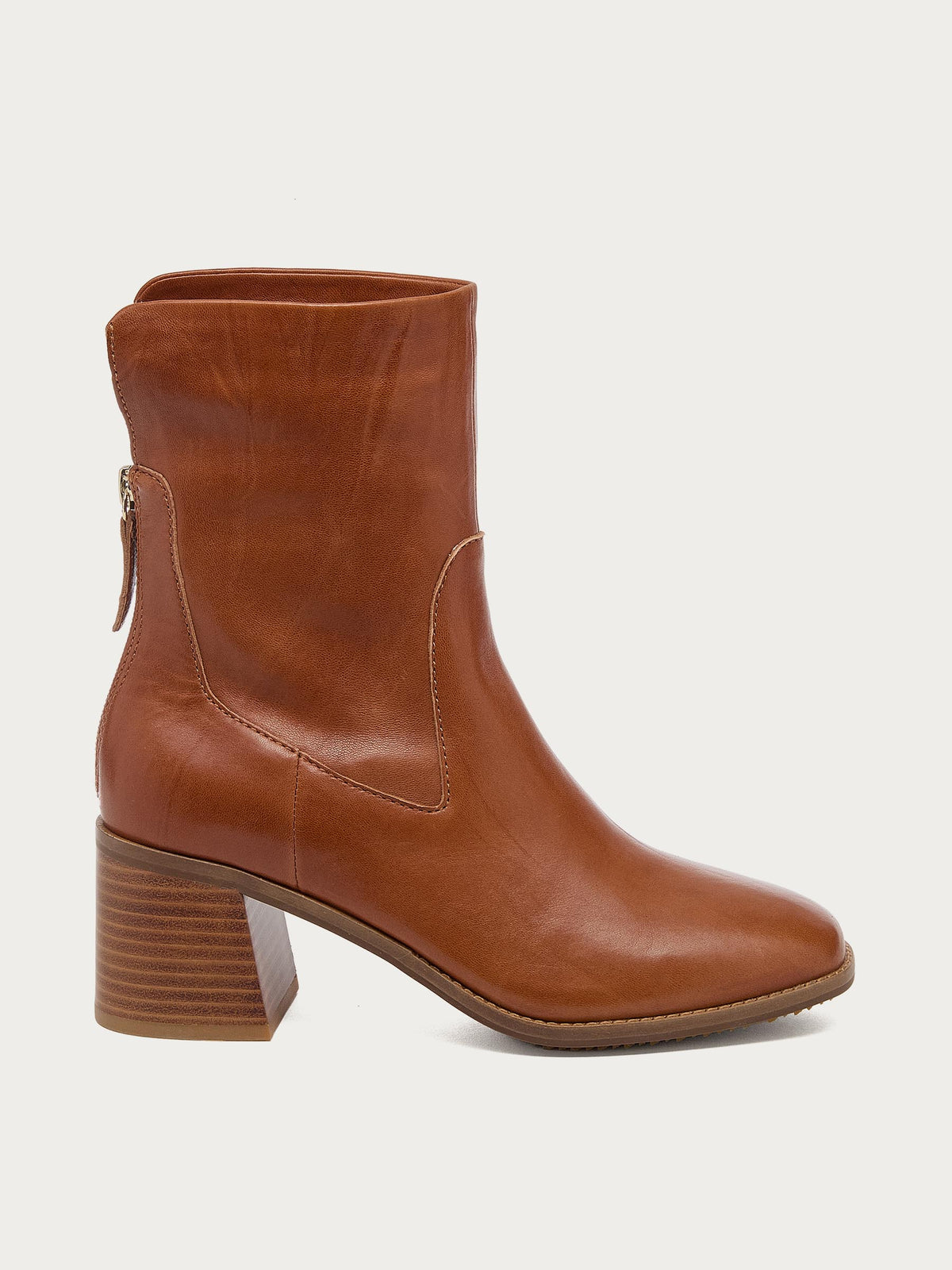 Island Burnt Cognac Leather Booties