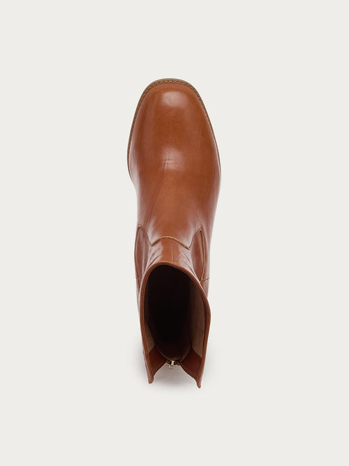Island Burnt Cognac Leather Booties