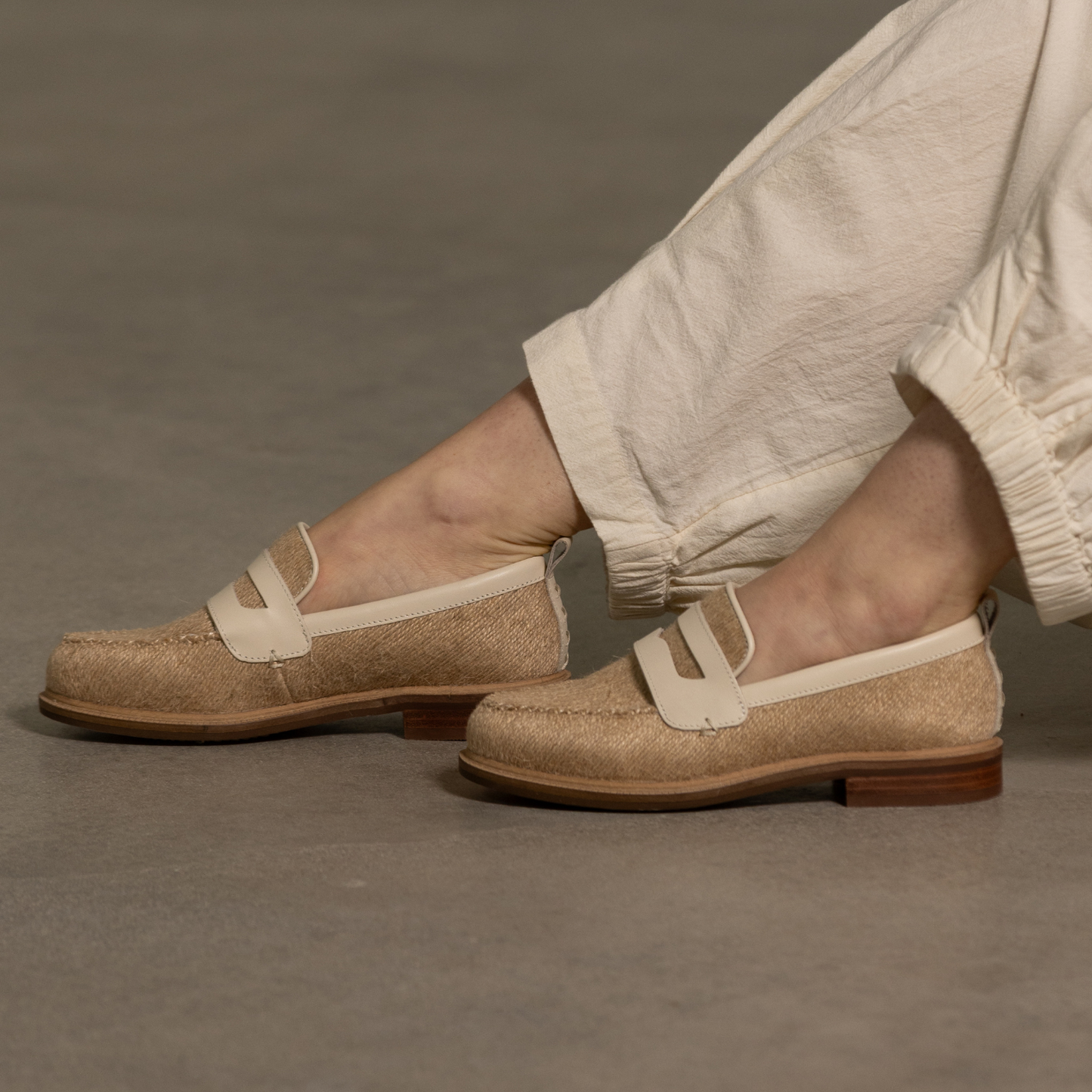 lens natural jute loafers styled on model, women's everyday loafers, Kelsi Dagger Brooklyn