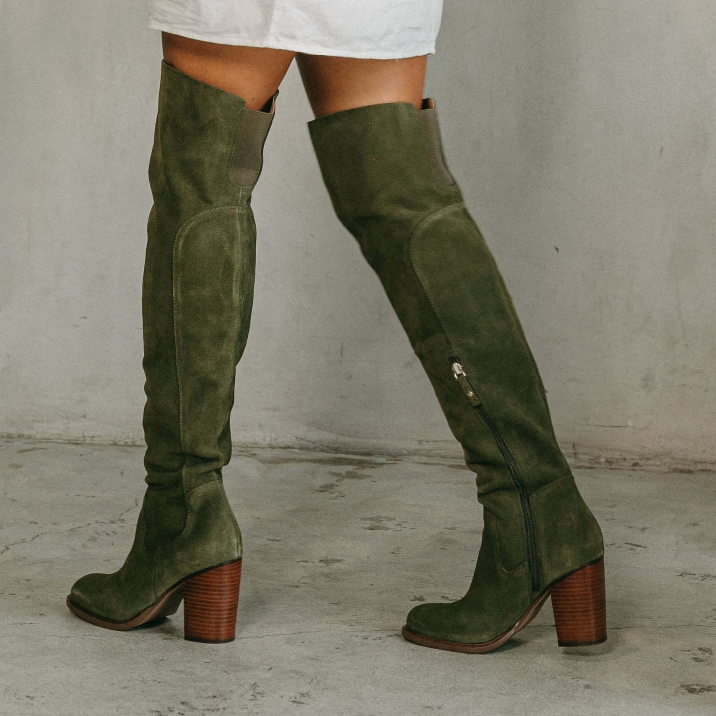 Logan Olive Over The Knee Boots