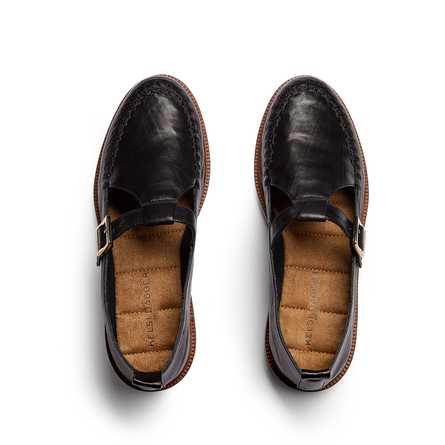 Kelsi Dagger Women's Lou Black T-Strap Mary Jane Loafers
