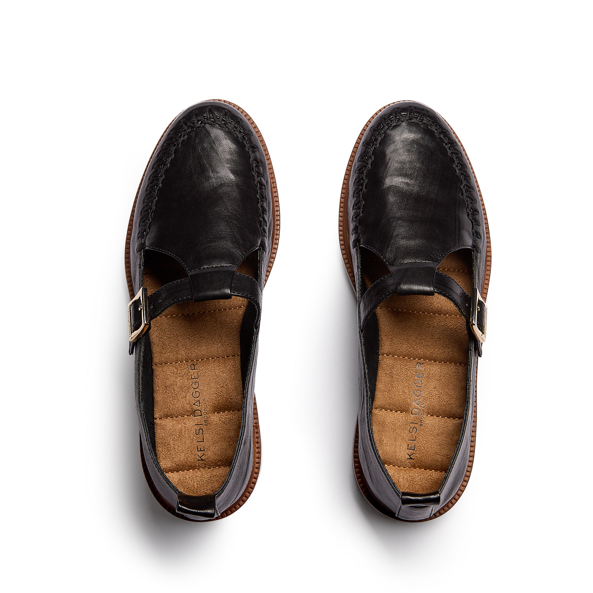 Kelsi Dagger Women's Lou Black T-Strap Mary Jane Loafers
