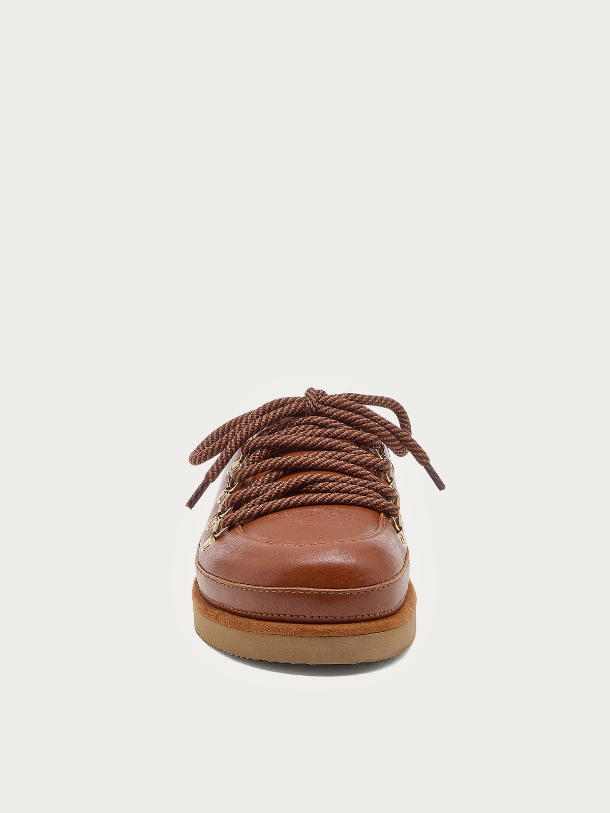 Front view of the Sol auburn mule clog