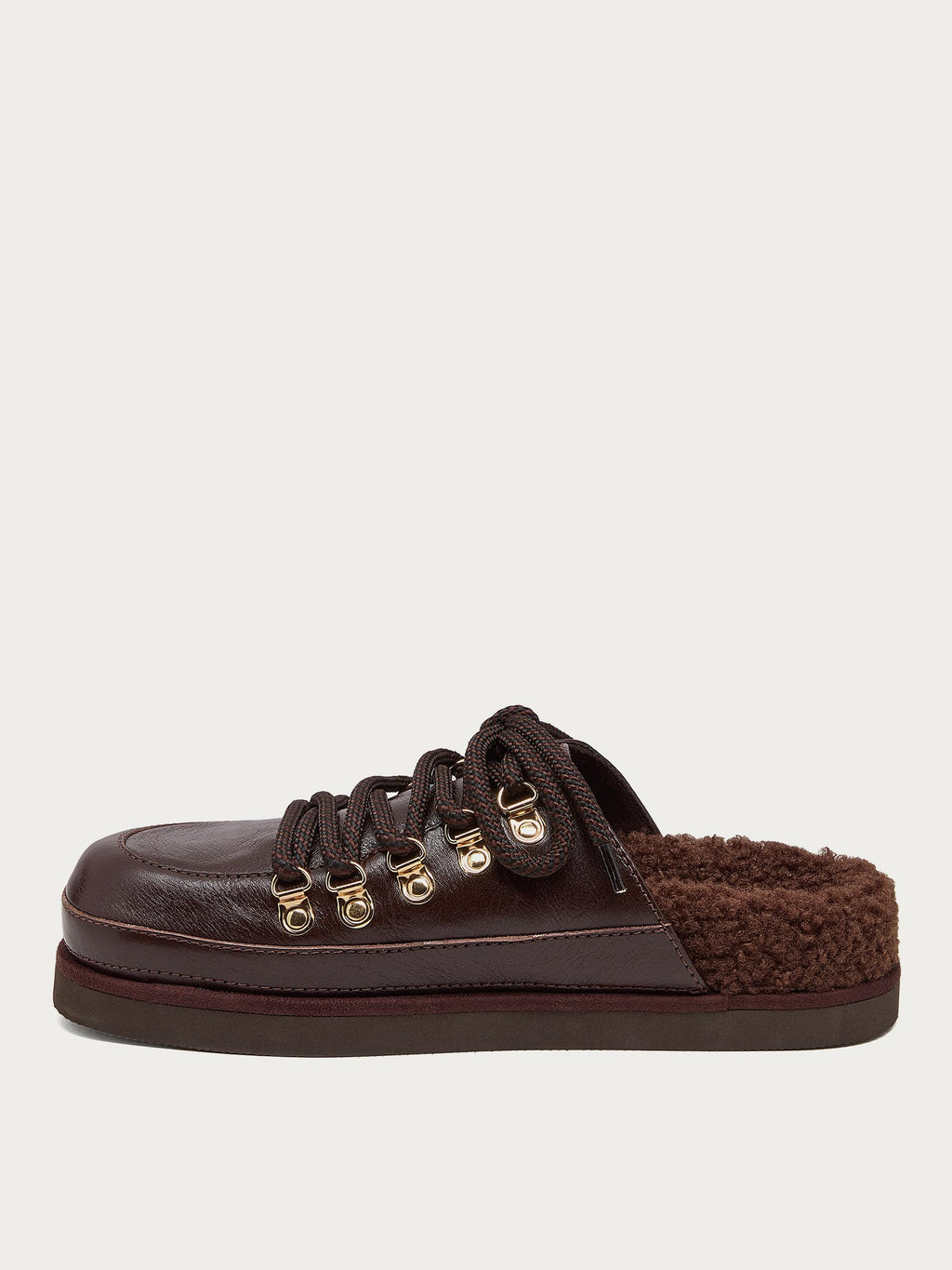 Inner side of the Sol brown mule clog