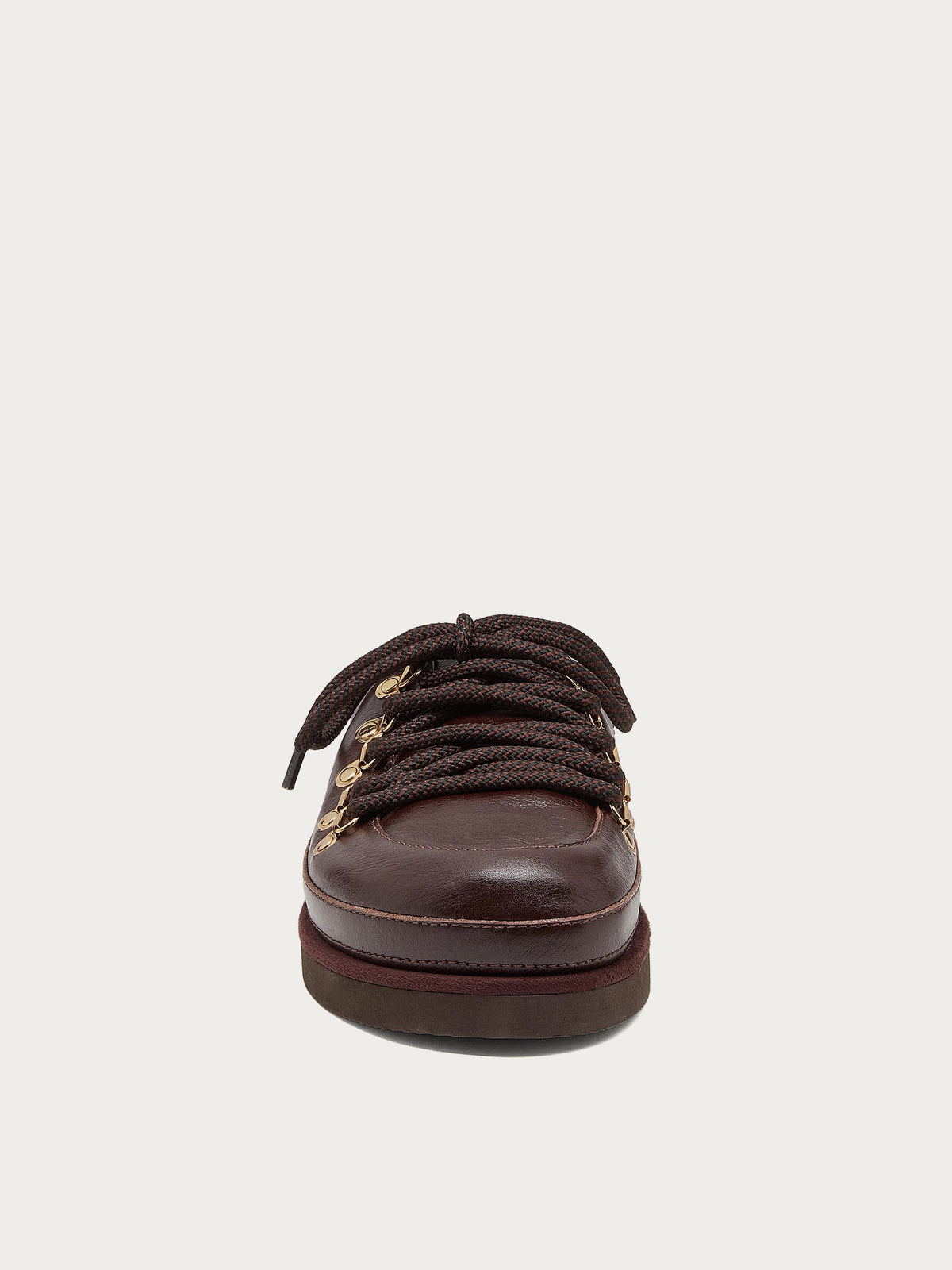 Front view of the Sol brown mule clog