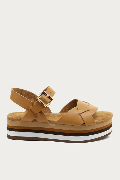 Breeze Tan Tricolor Platform Sandals