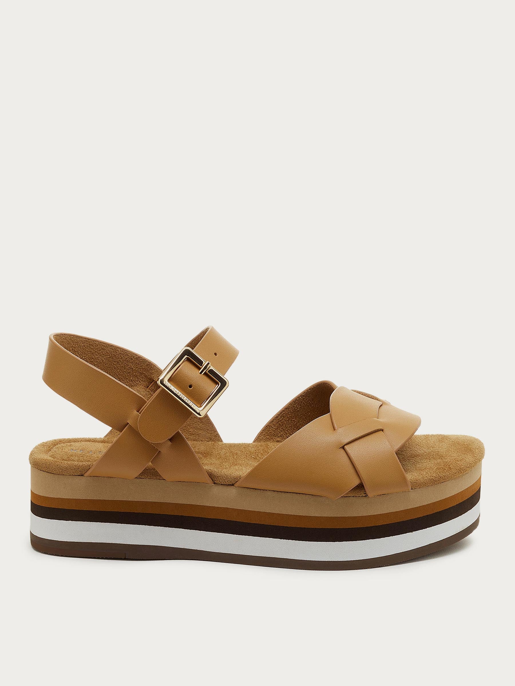 Breeze Tan Tricolor Platform Sandals
