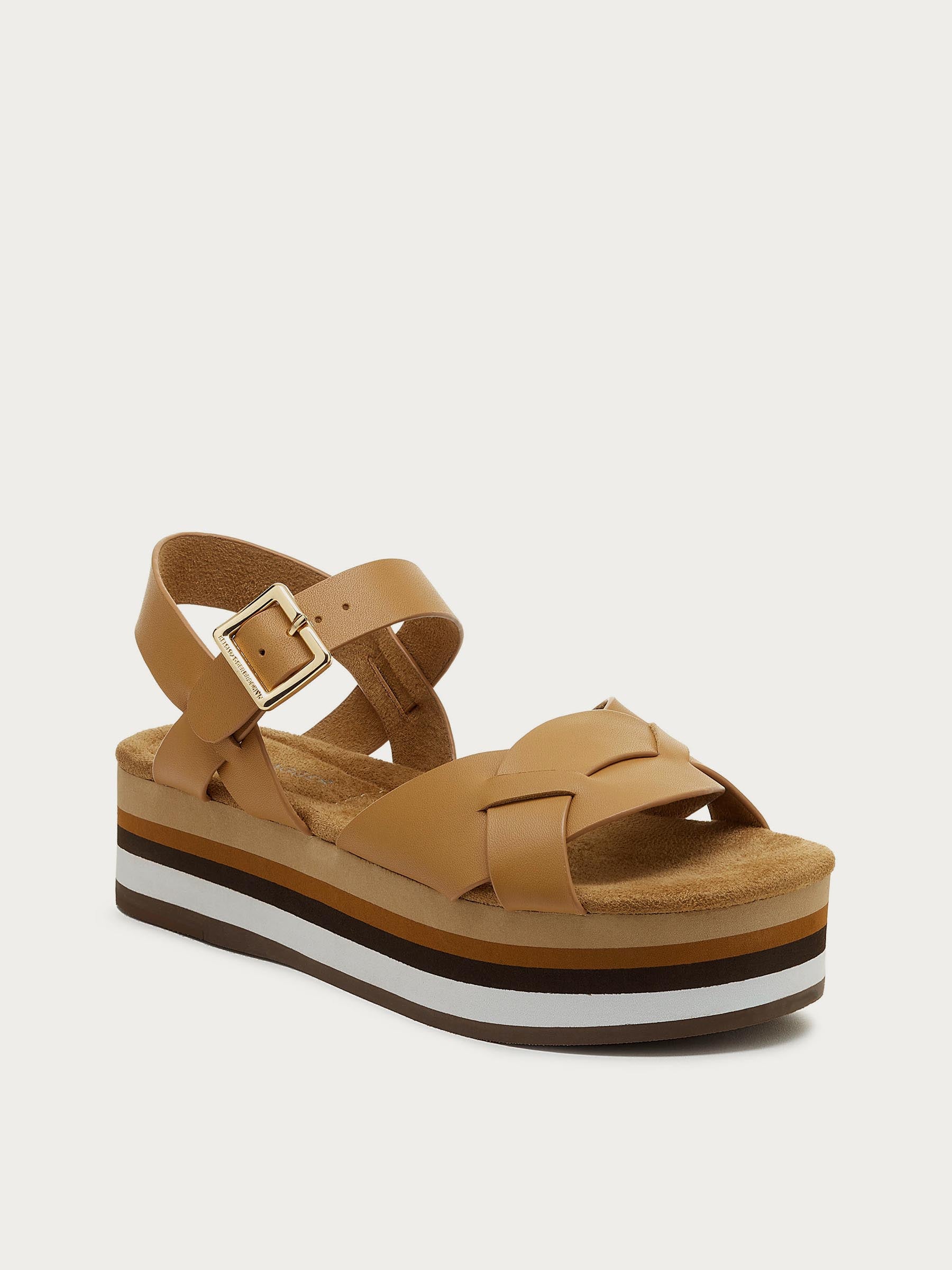 Breeze Tan Tricolor Platform Sandals